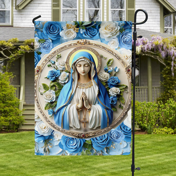 Garden Flag 12" x 18" - Peaceful Virgin Mary Roses
