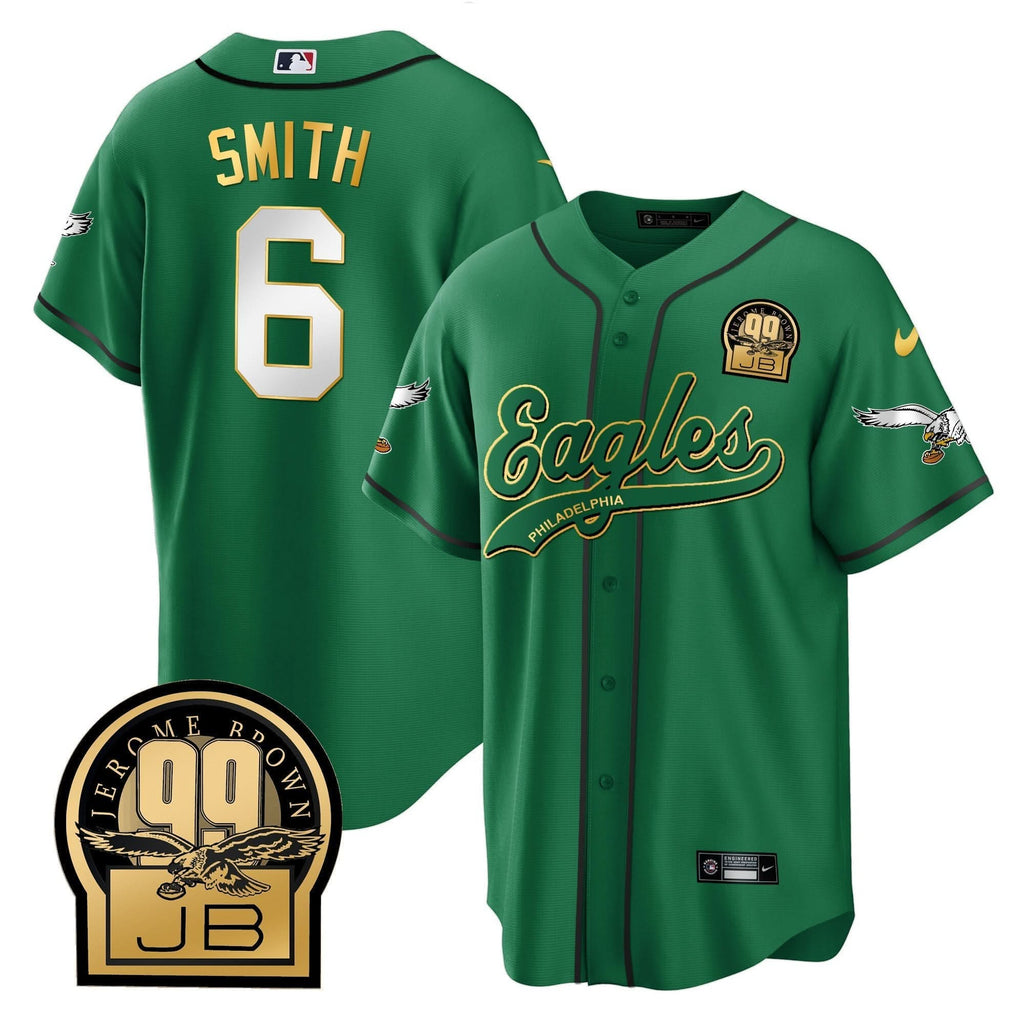 PHI Jerome Brown Retired Patch Kelly Green Baseball Jersey - All Stitched