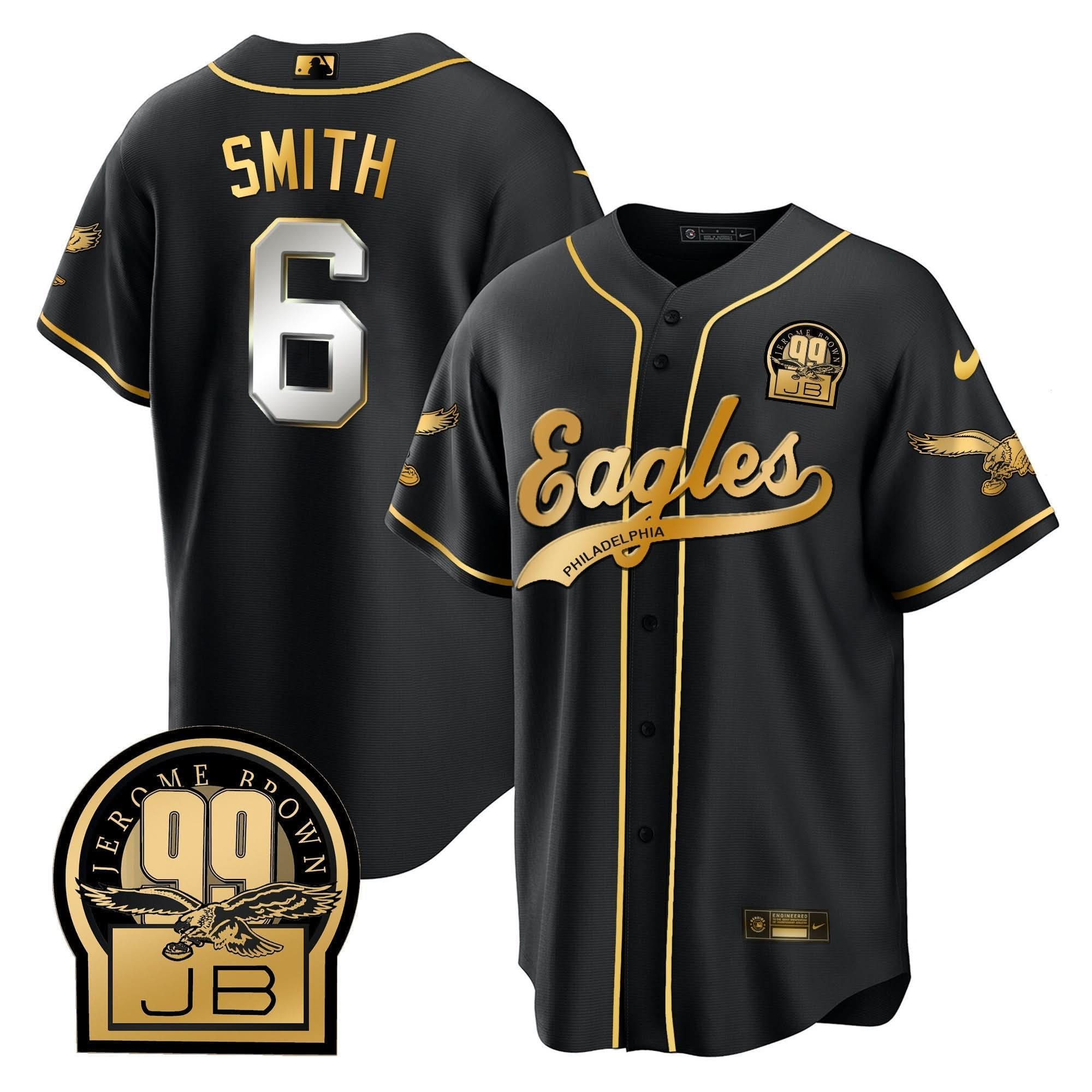 PHI Jerome Brown Retired Patch Kelly Green Baseball Jersey - All Stitched