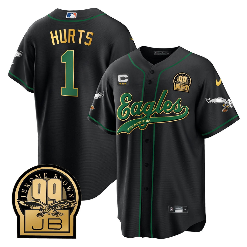 PHI Jerome Brown Retired Patch Kelly Green Baseball Jersey - All Stitched