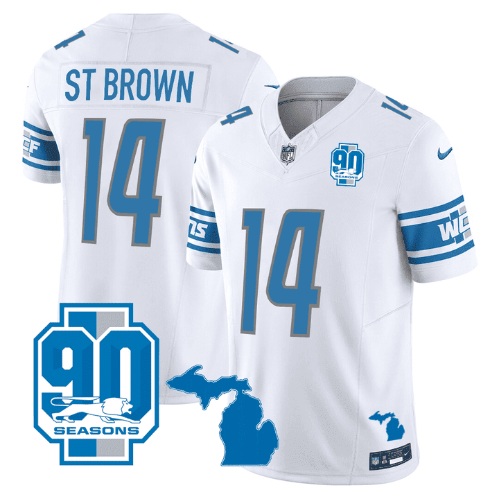 DET Michigan State & 90th Year Patch Jersey