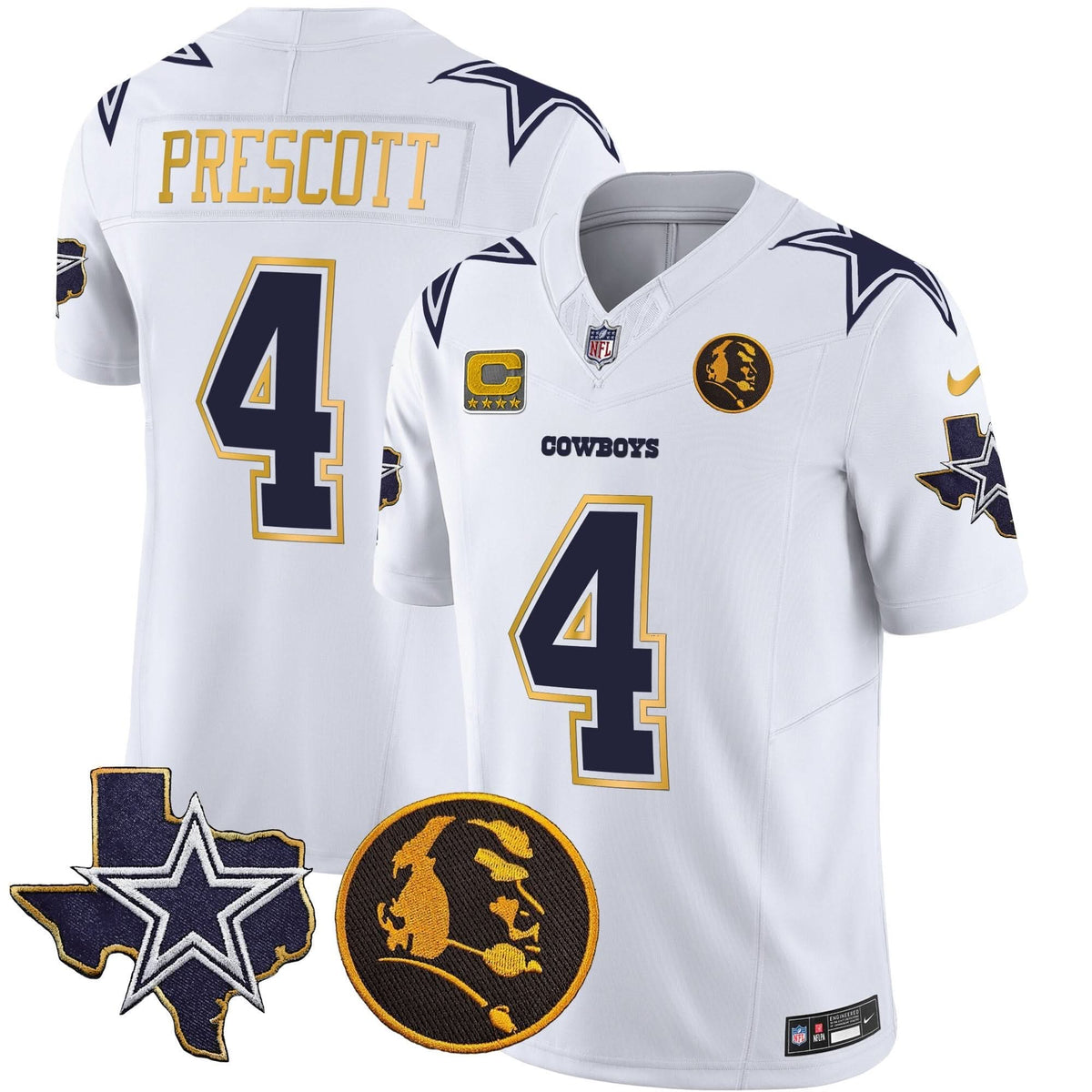 DAL Texas & John Madden Patch Gold Trim Vapor Jersey