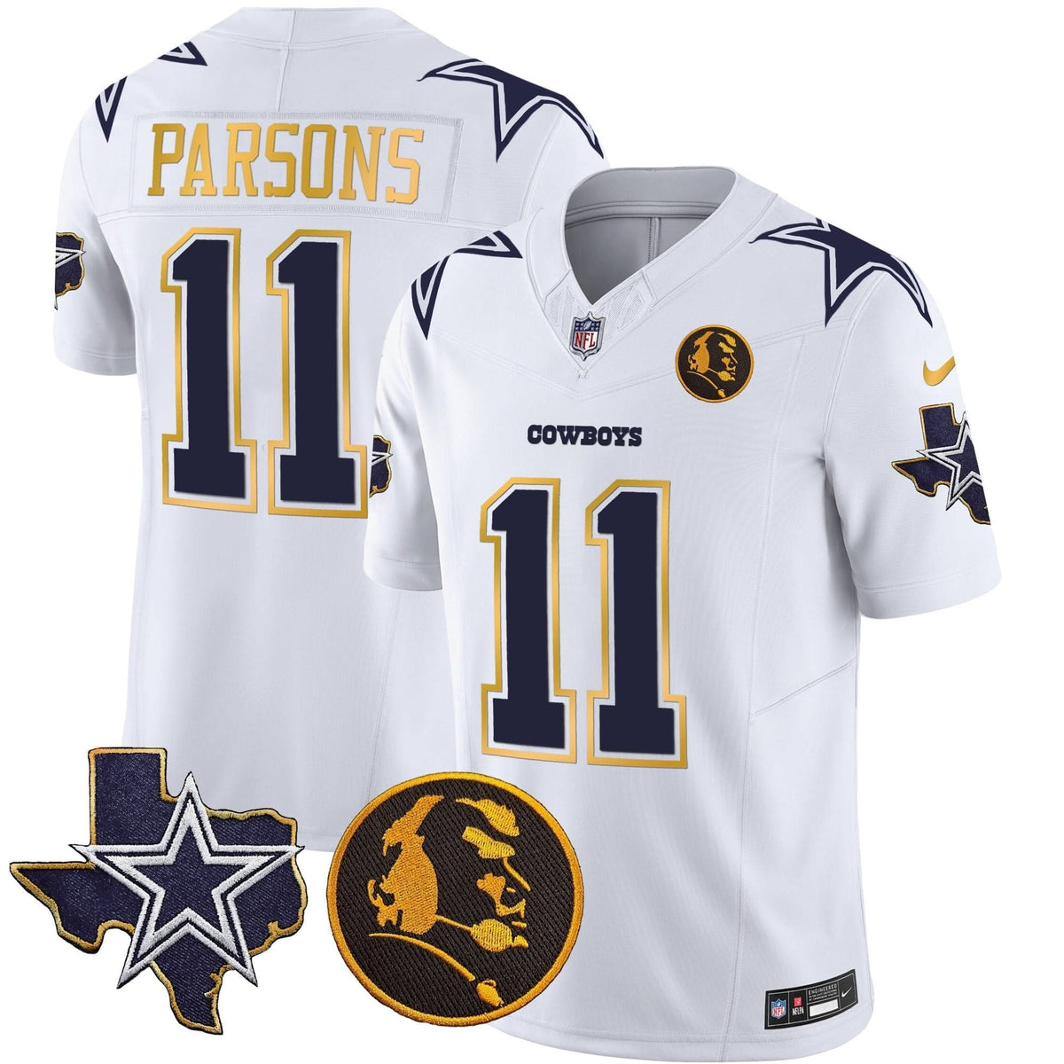 DAL Texas & John Madden Patch Gold Trim Vapor Jersey