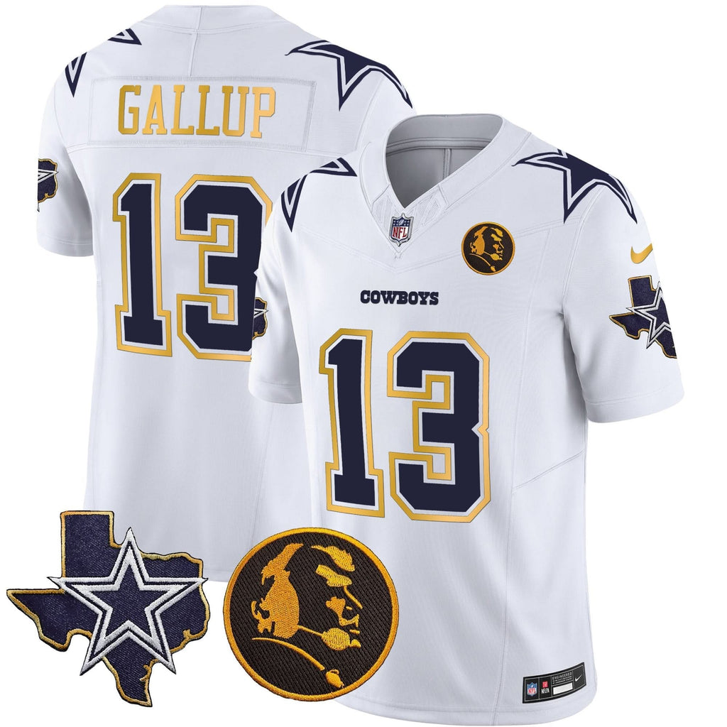 DAL Texas & John Madden Patch Gold Trim Vapor Jersey