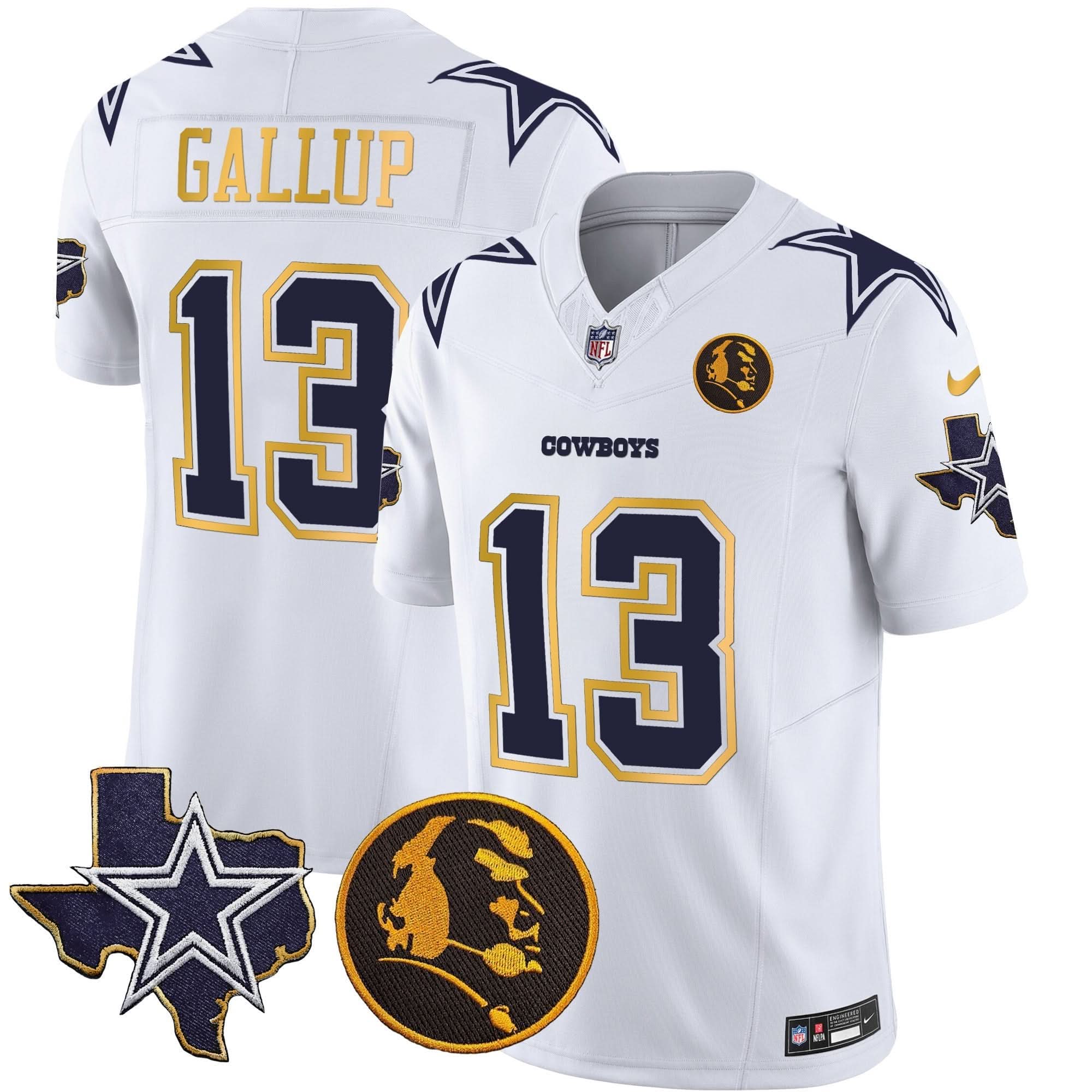 DAL Texas & John Madden Patch Gold Trim Vapor Jersey