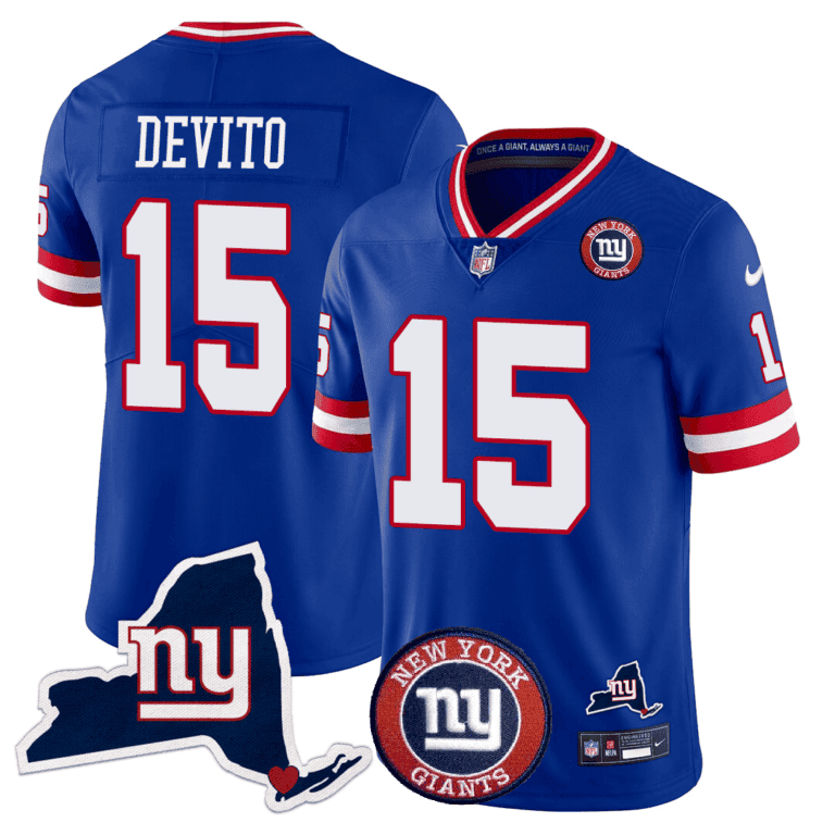 Giants New York State & Logo Patch Limited Jersey