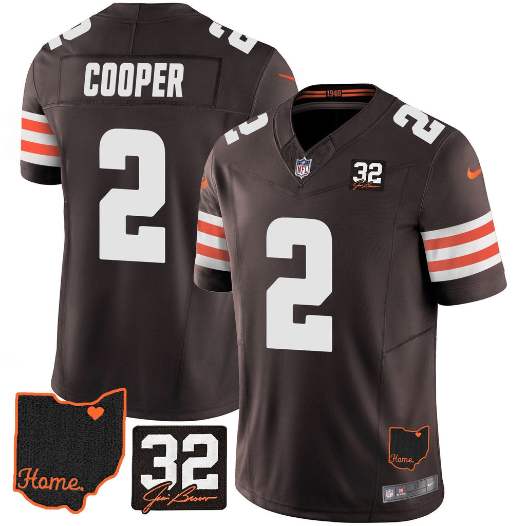 CLE #32 Jim Brown Memorial & Home Patch Jersey V3