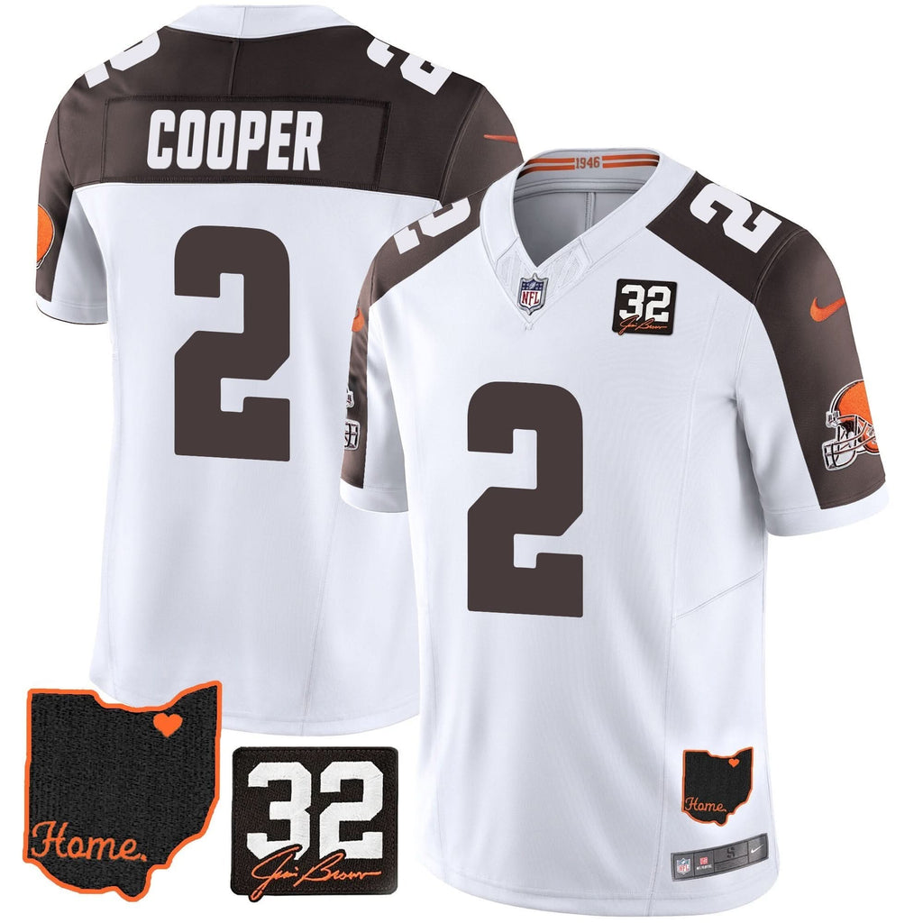 CLE #32 Jim Brown Memorial & Home Patch Jersey V3