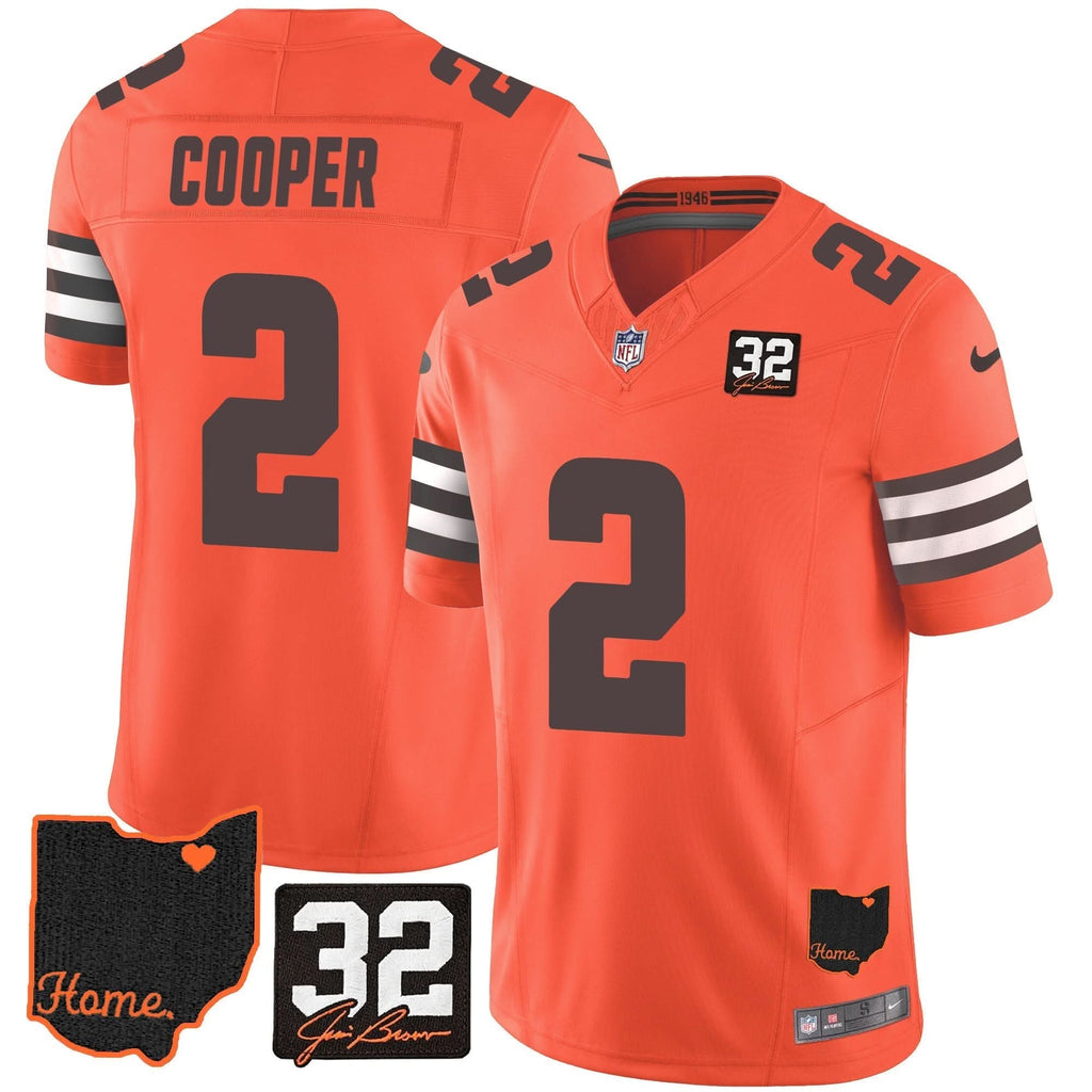 CLE #32 Jim Brown Memorial & Home Patch Jersey V3
