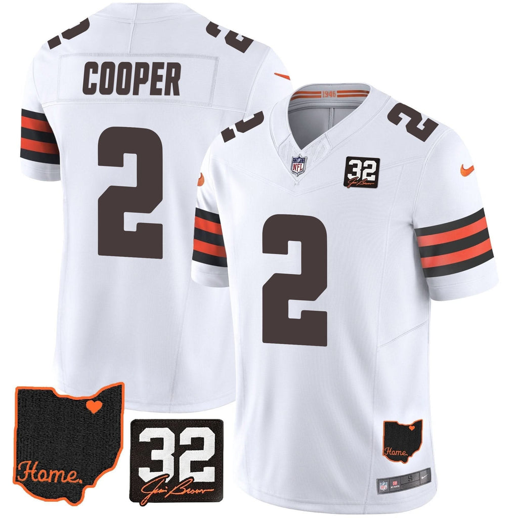 CLE #32 Jim Brown Memorial & Home Patch Jersey V3