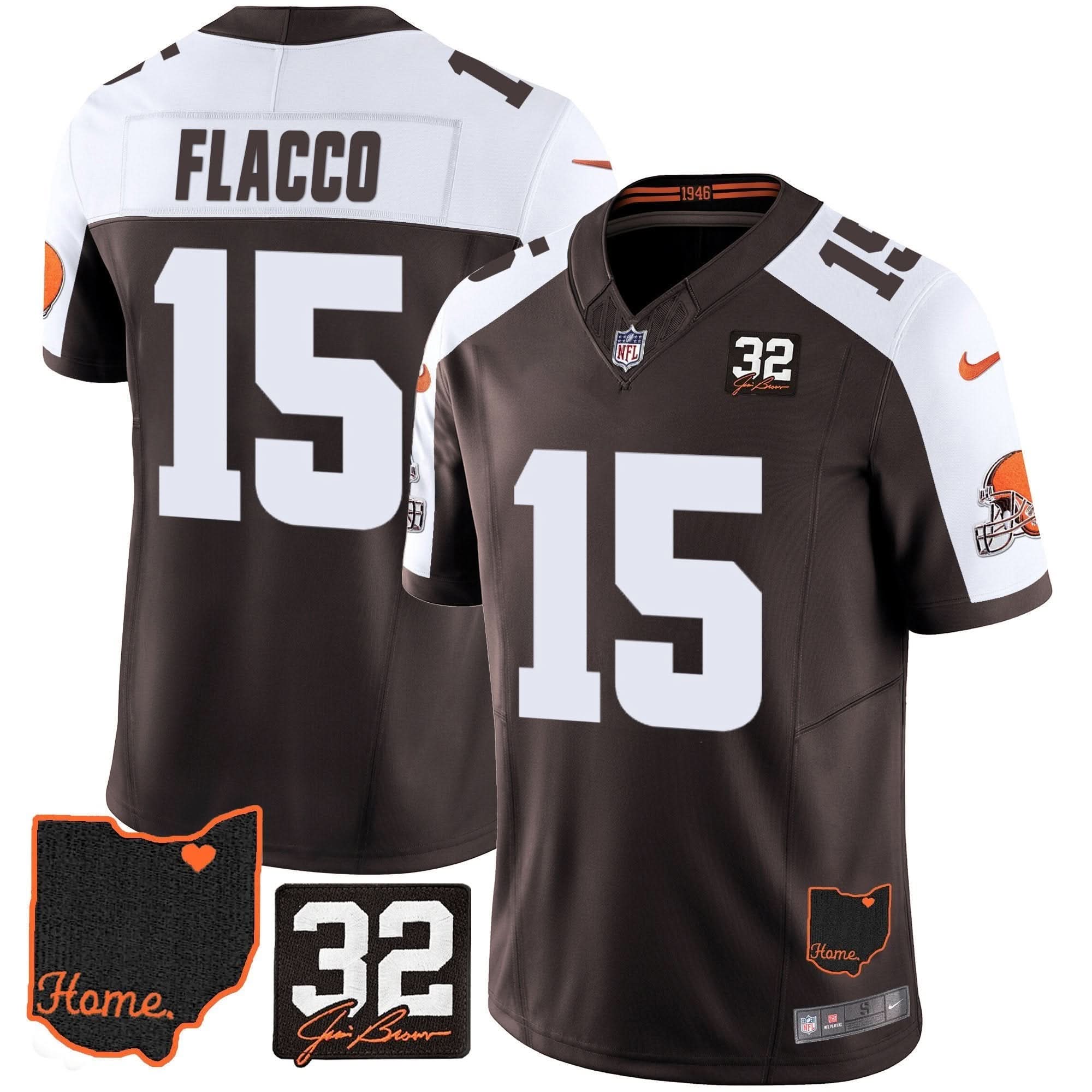 CLE #32 Jim Brown Memorial & Home Patch Jersey V3