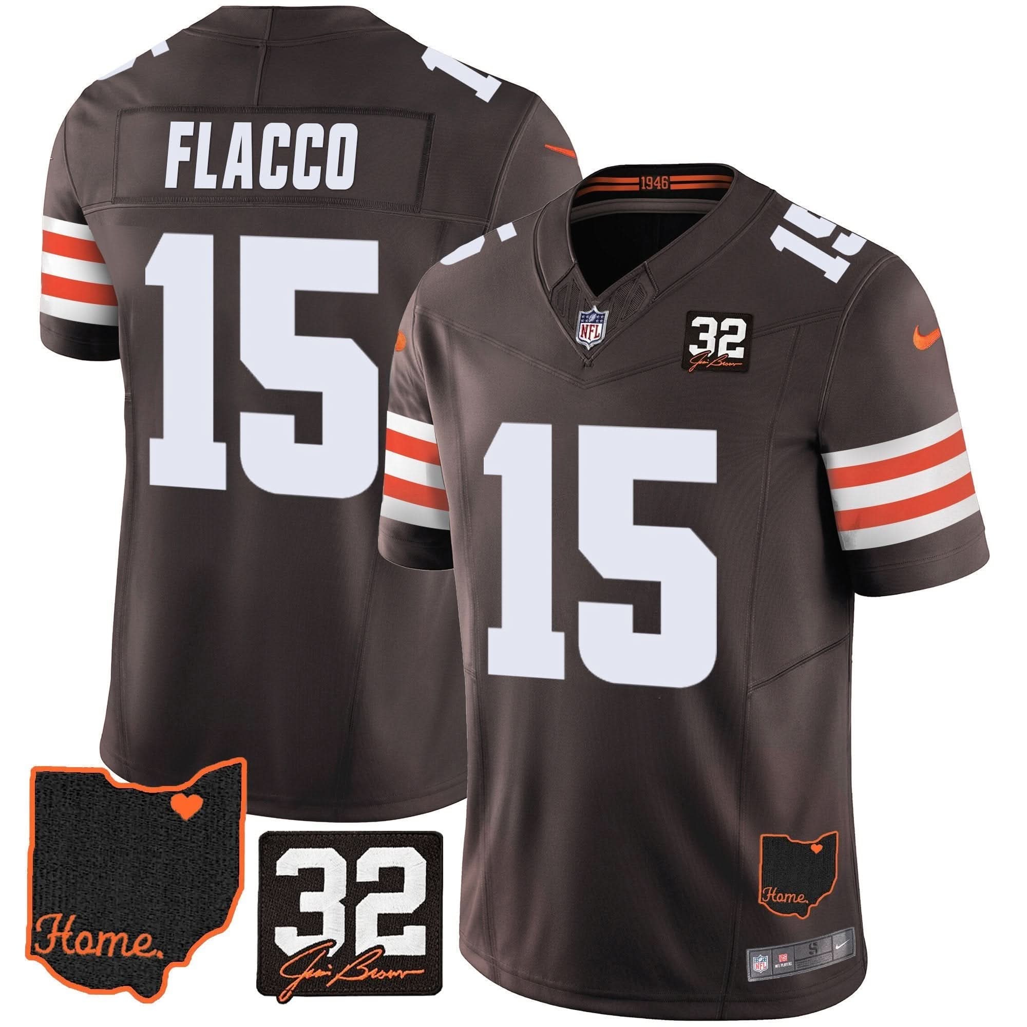 CLE #32 Jim Brown Memorial & Home Patch Jersey V3