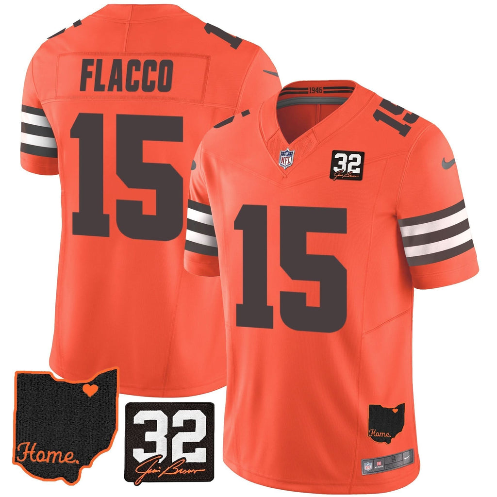 CLE #32 Jim Brown Memorial & Home Patch Jersey V3
