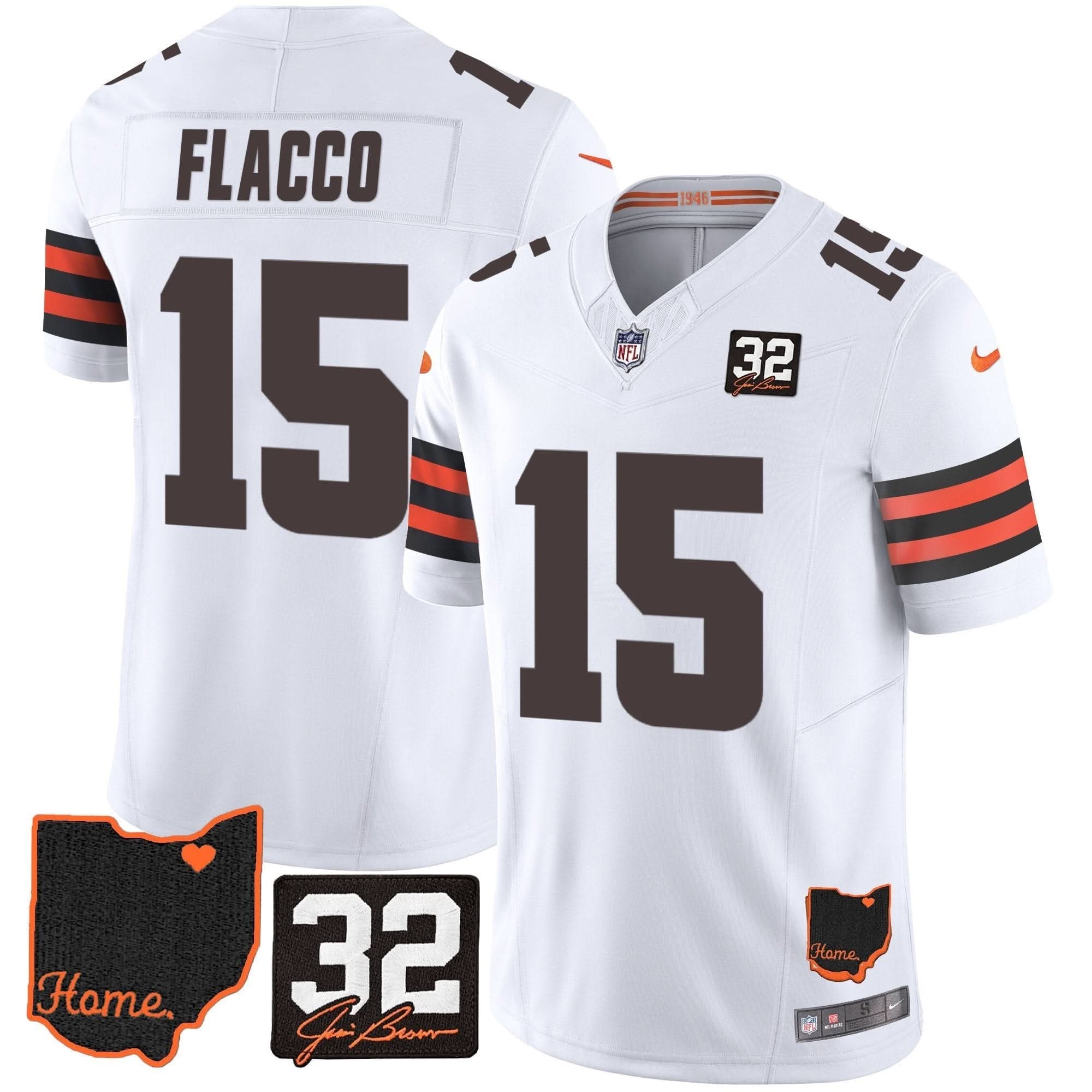 CLE #32 Jim Brown Memorial & Home Patch Jersey V3