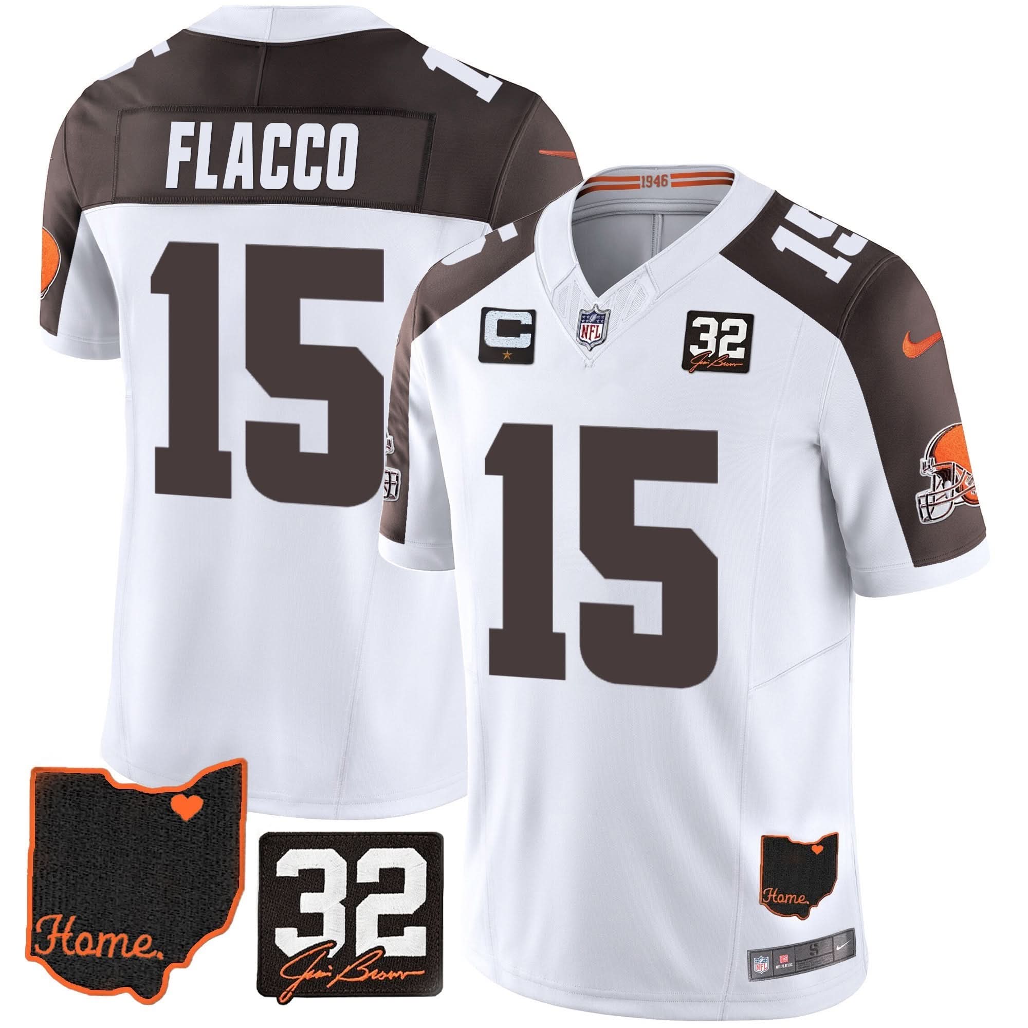CLE #32 Jim Brown Memorial & Home Patch Jersey V3