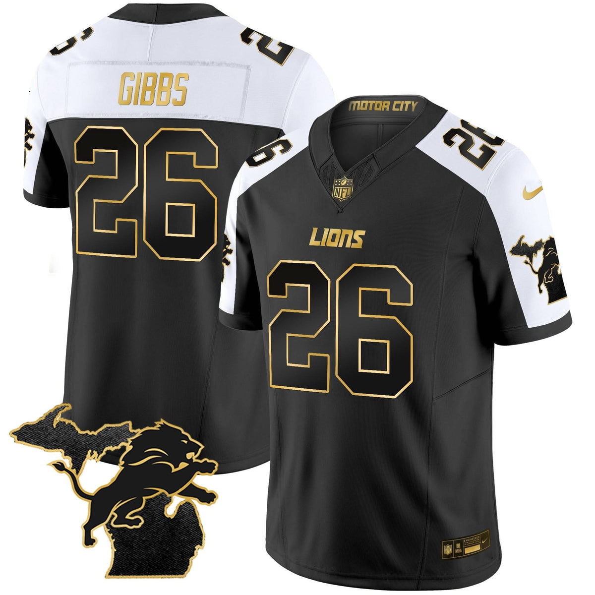 DET 2024 Michigan Patch Gold Vapor Jersey