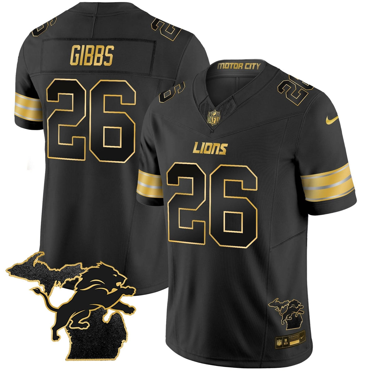 DET 2024 Michigan Patch Gold Vapor Jersey