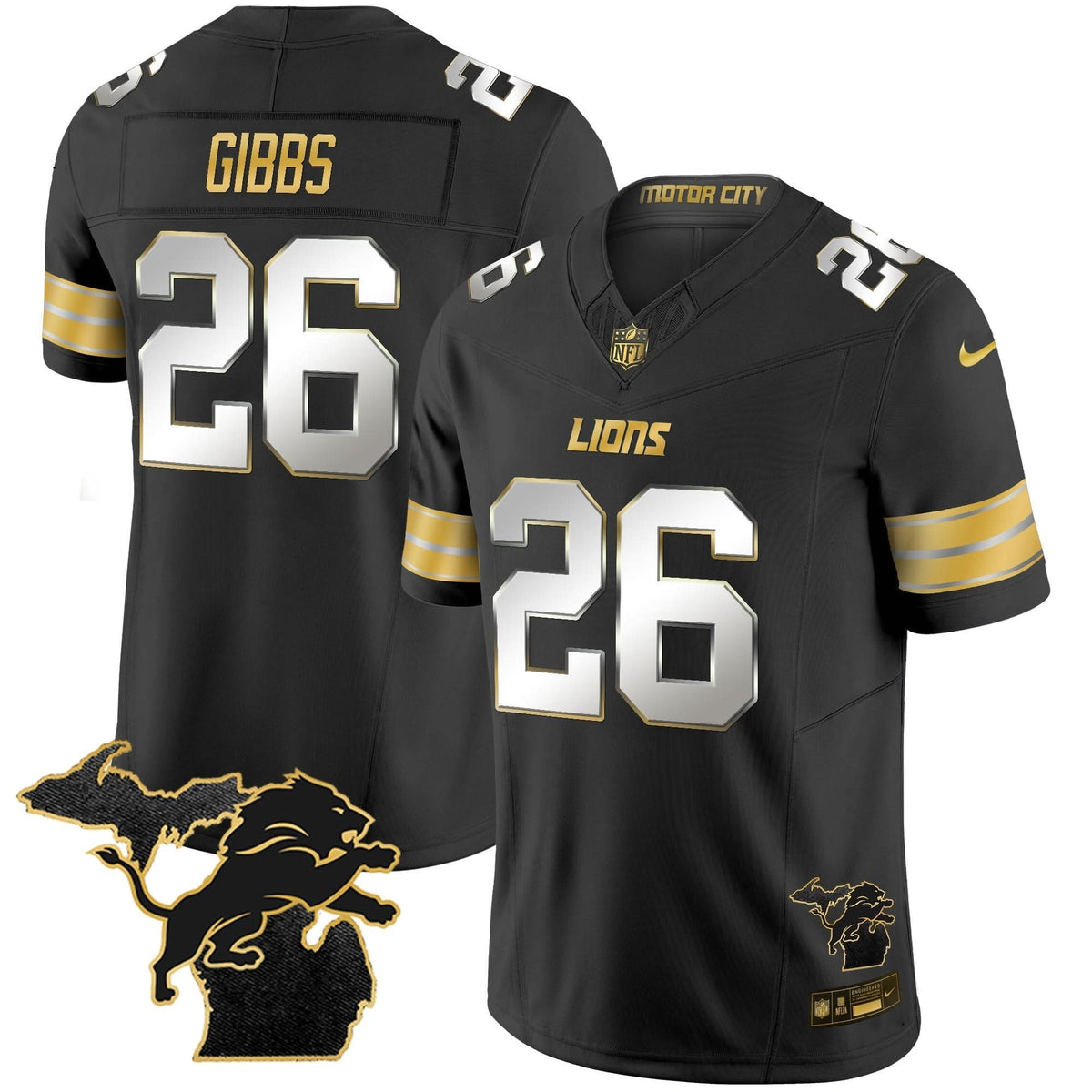 DET 2024 Michigan Patch Gold Vapor Jersey