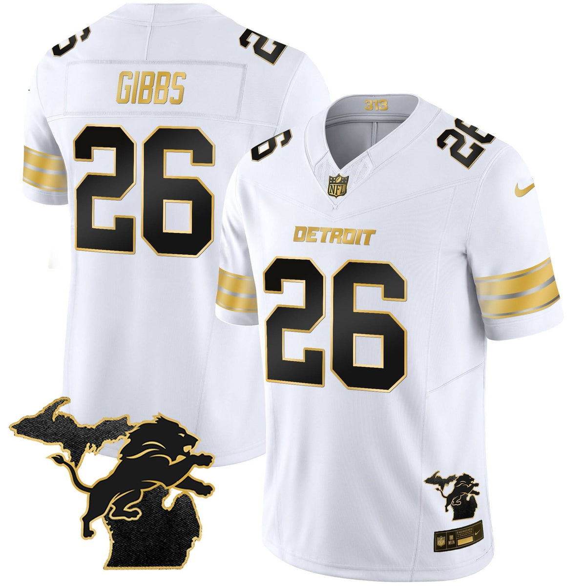 DET 2024 Michigan Patch Gold Vapor Jersey