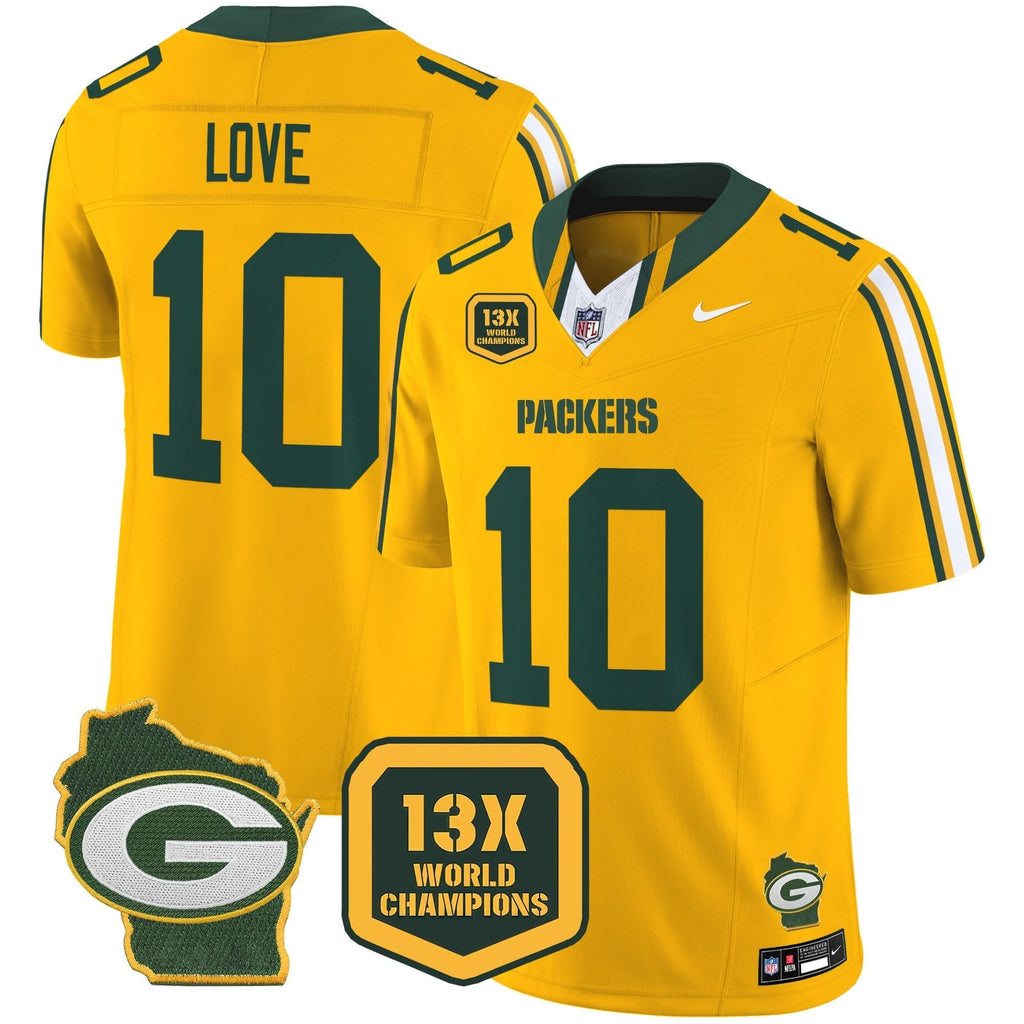 GB 13 Time World Champions & Home Patch Vapor Limited Jersey