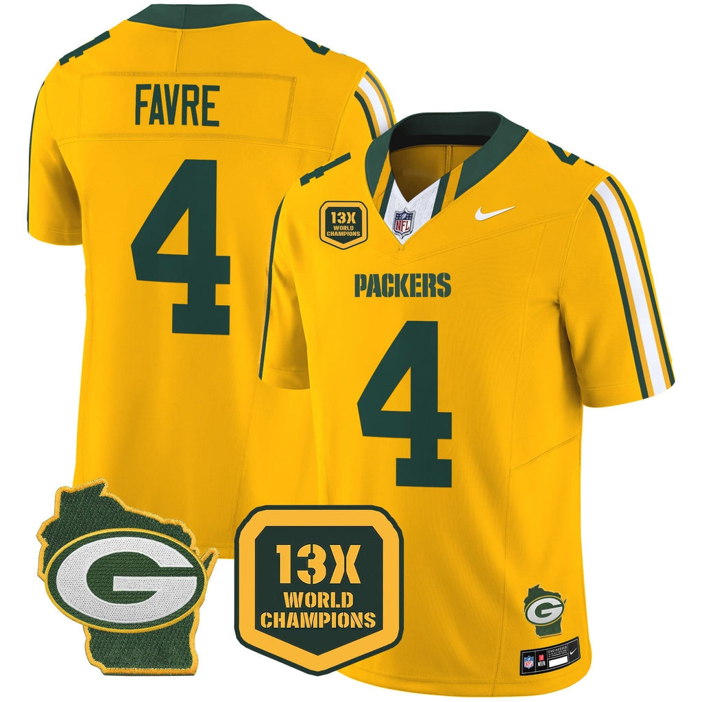 GB 13 Time World Champions & Home Patch Vapor Limited Jersey