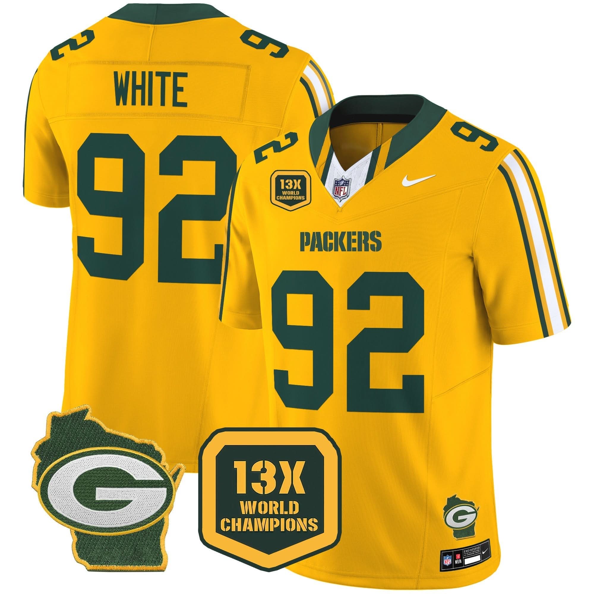GB 13 Time World Champions & Home Patch Vapor Limited Jersey