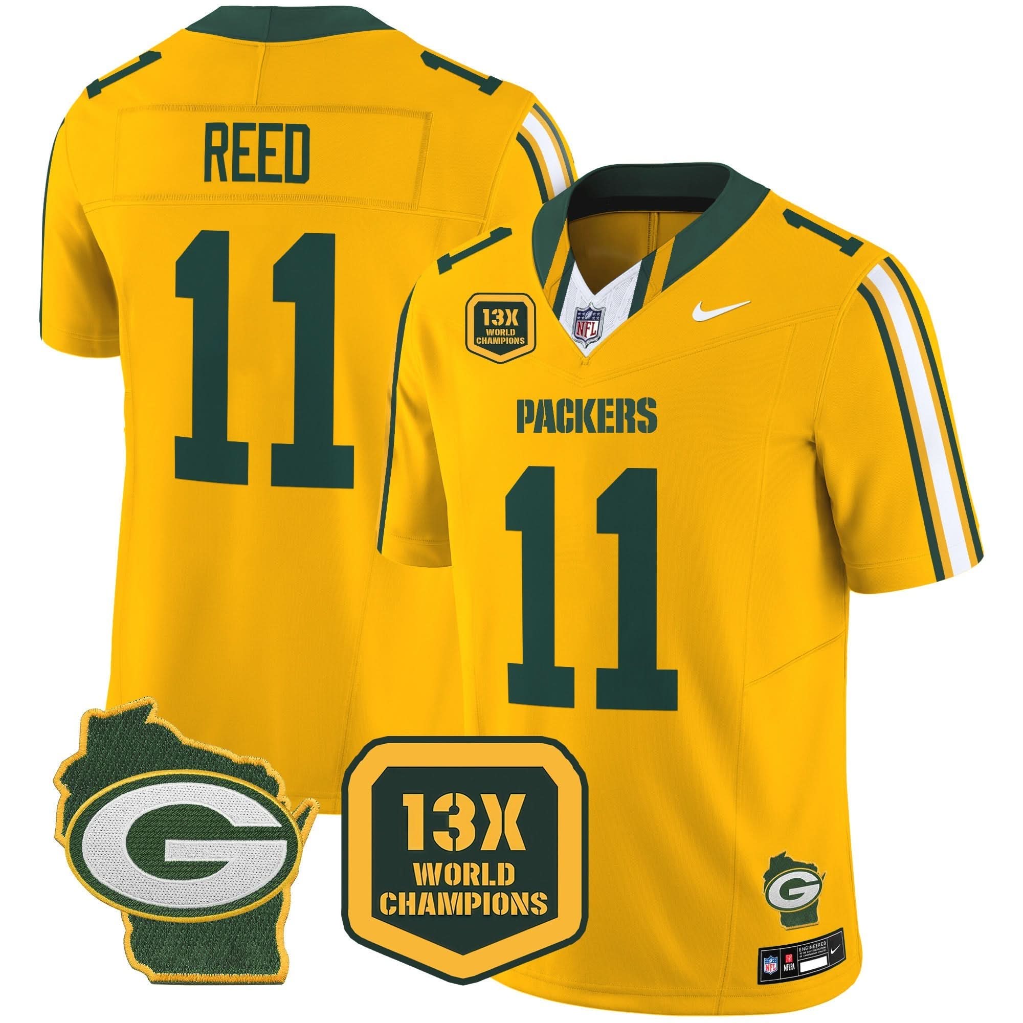 GB 13 Time World Champions & Home Patch Vapor Limited Jersey