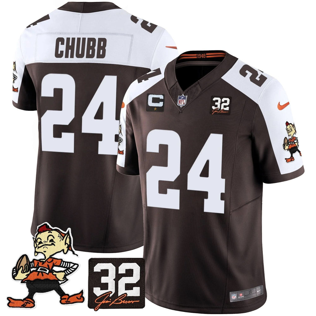 CLE #32 Jim Brown Memorial Patch Vapor Limited Jersey V2