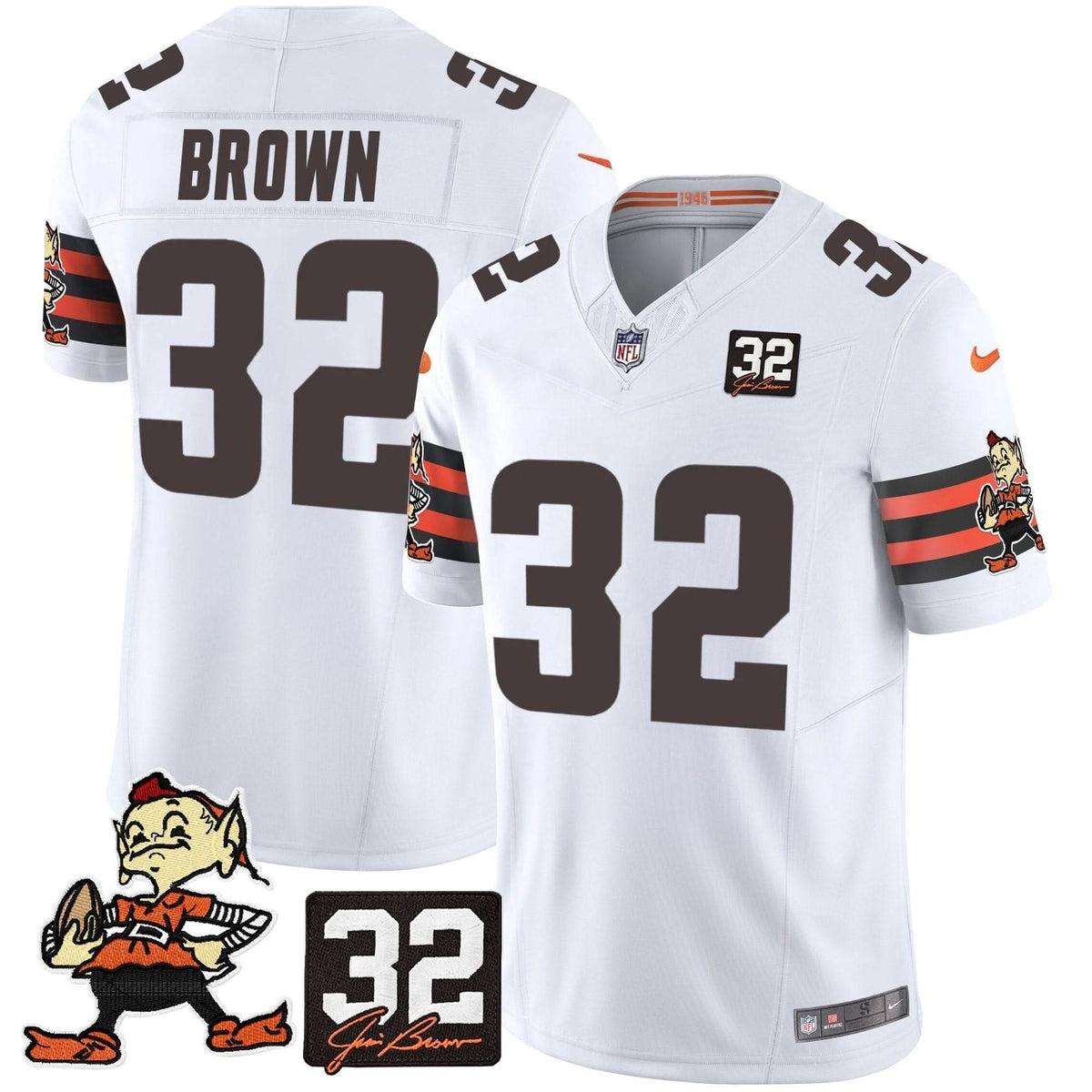CLE #32 Jim Brown Memorial Patch Vapor Limited Jersey V2