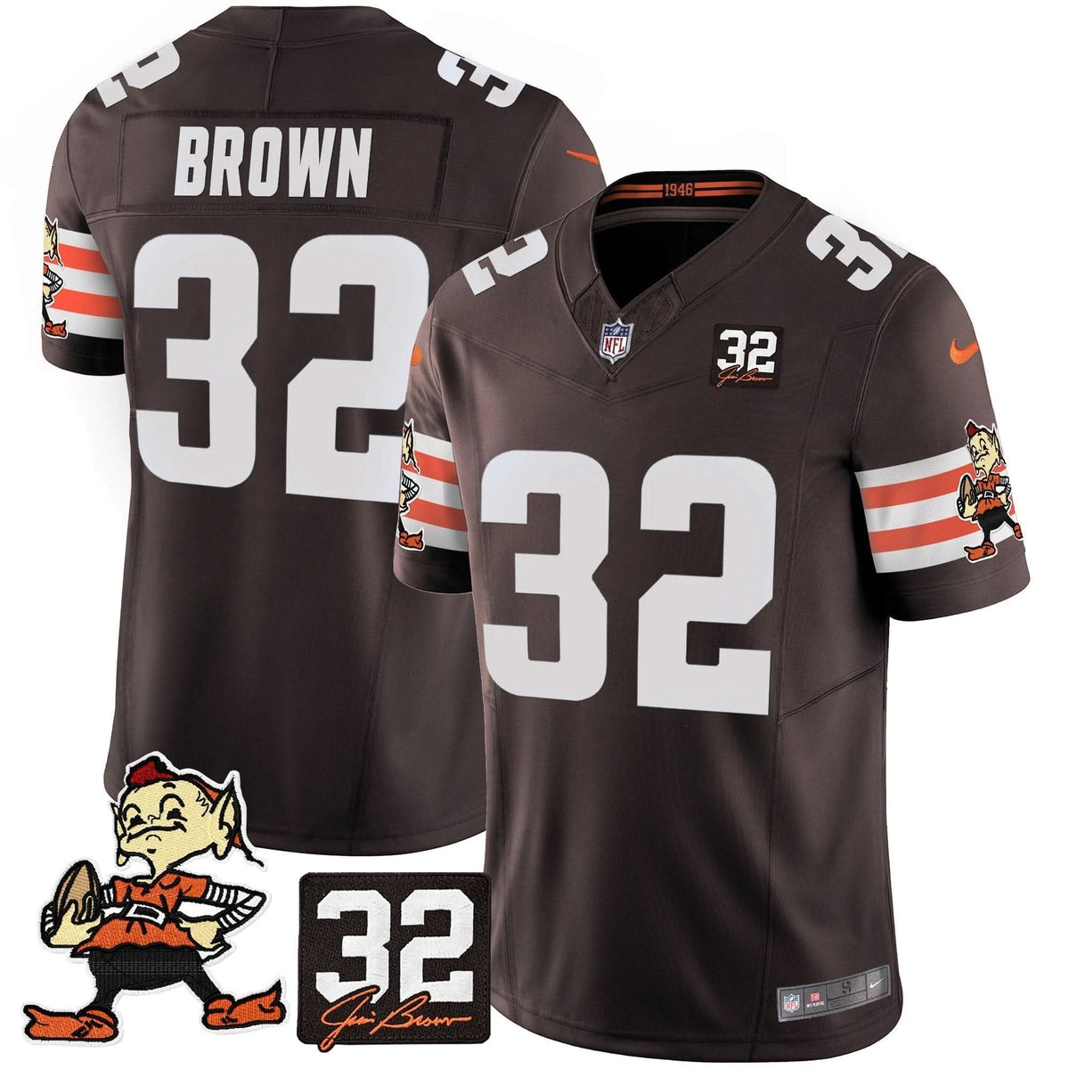 CLE #32 Jim Brown Memorial Patch Vapor Limited Jersey V2