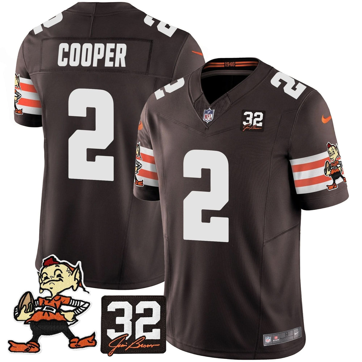 CLE #32 Jim Brown Memorial Patch Vapor Limited Jersey V2