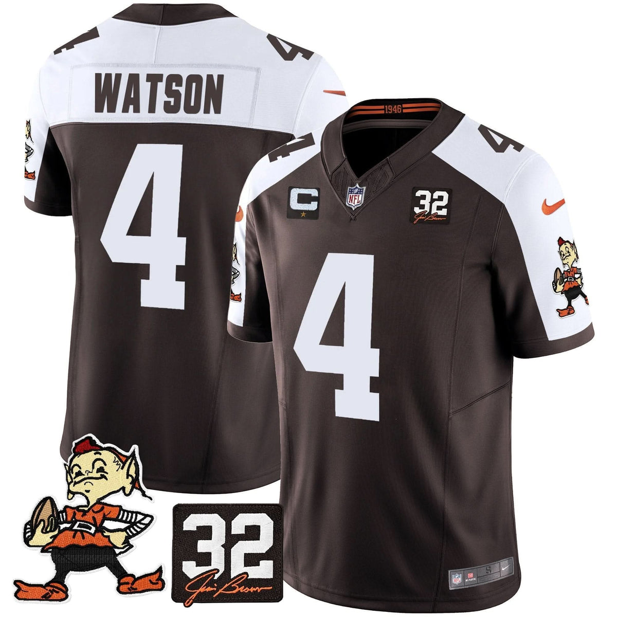 CLE #32 Jim Brown Memorial Patch Vapor Limited Jersey V2