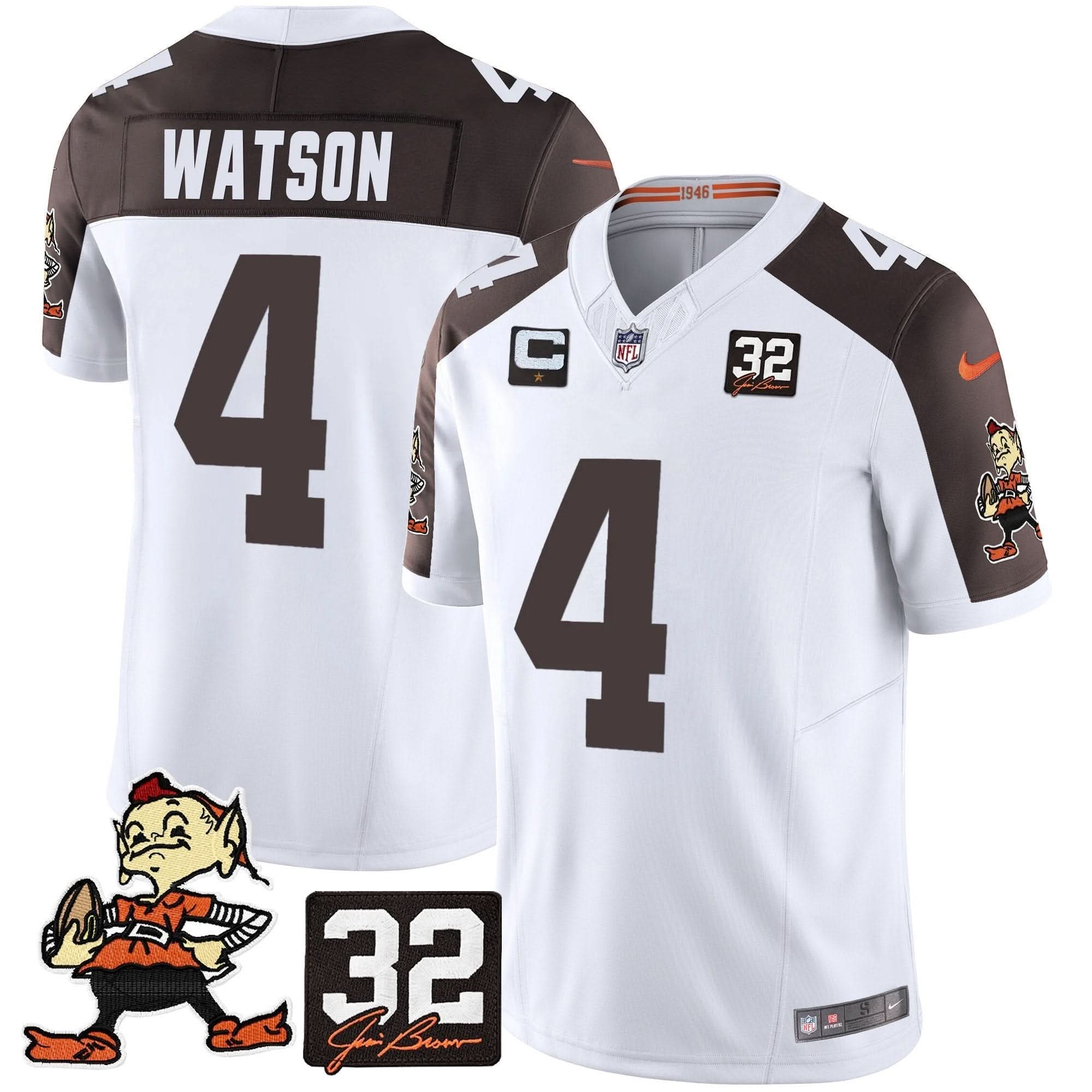 CLE #32 Jim Brown Memorial Patch Vapor Limited Jersey V2