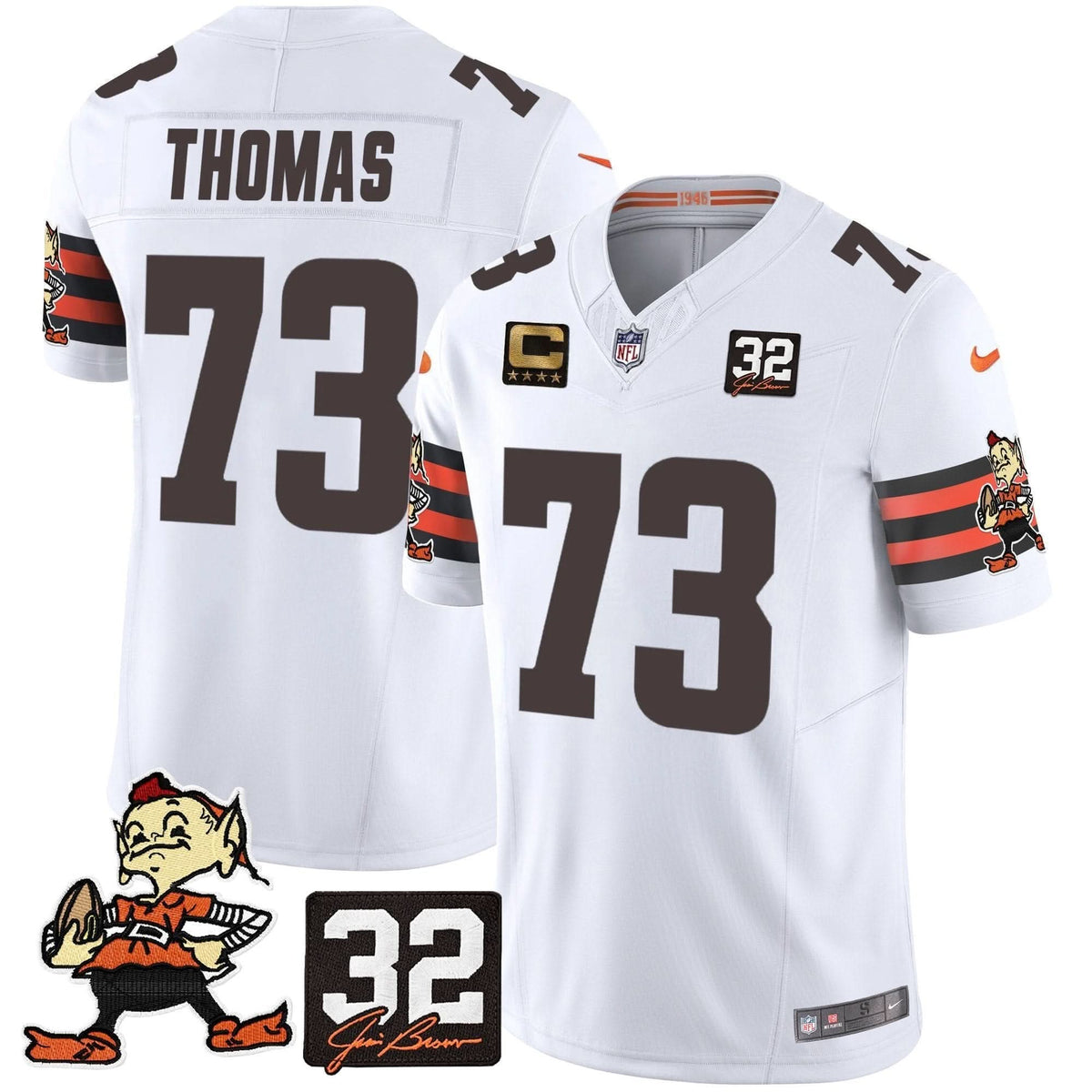CLE #32 Jim Brown Memorial Patch Vapor Limited Jersey V2