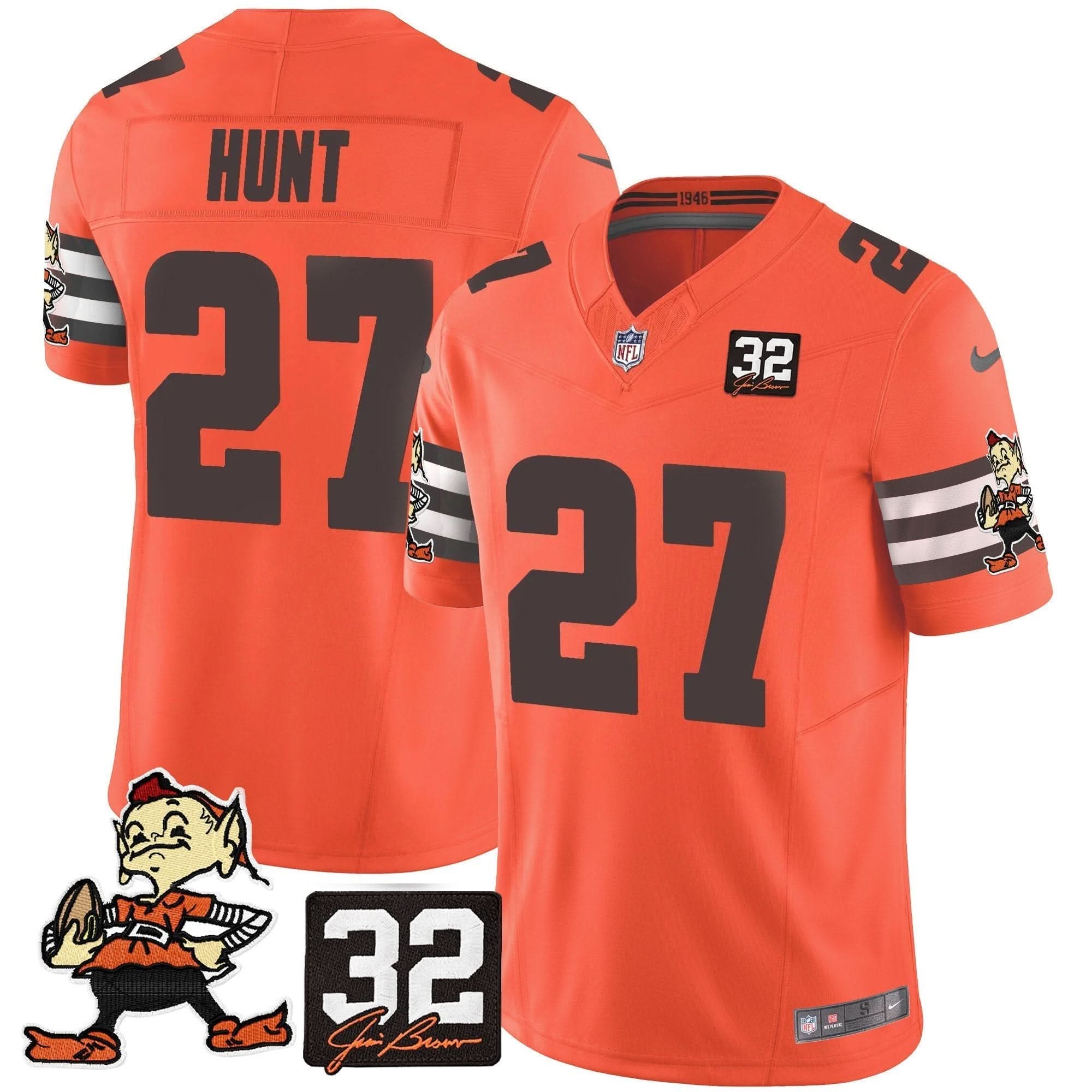 CLE #32 Jim Brown Memorial Patch Vapor Limited Jersey V2