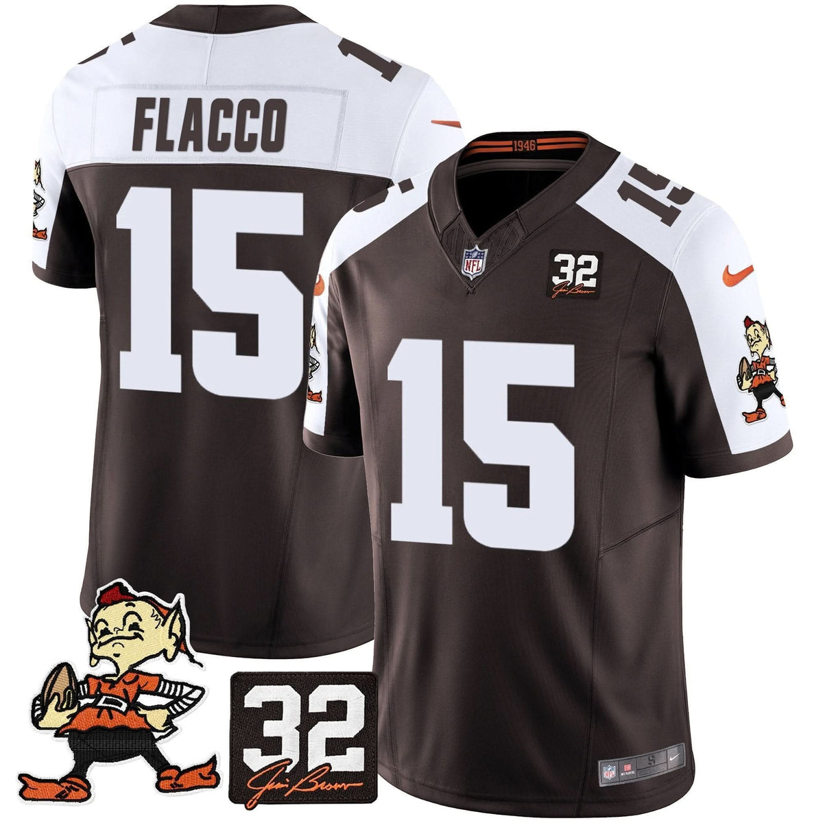 CLE #32 Jim Brown Memorial Patch Vapor Limited Jersey V2