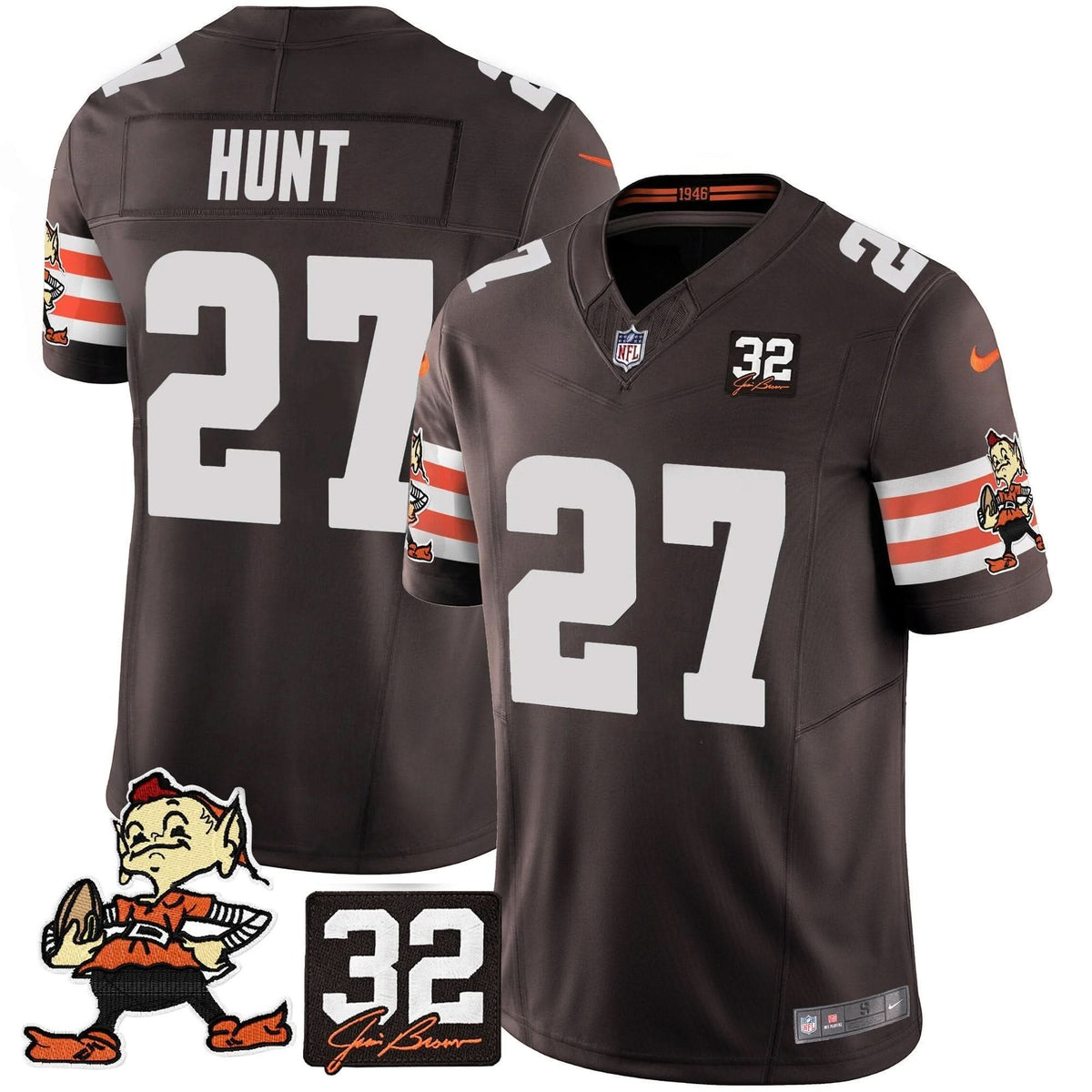 CLE #32 Jim Brown Memorial Patch Vapor Limited Jersey V2