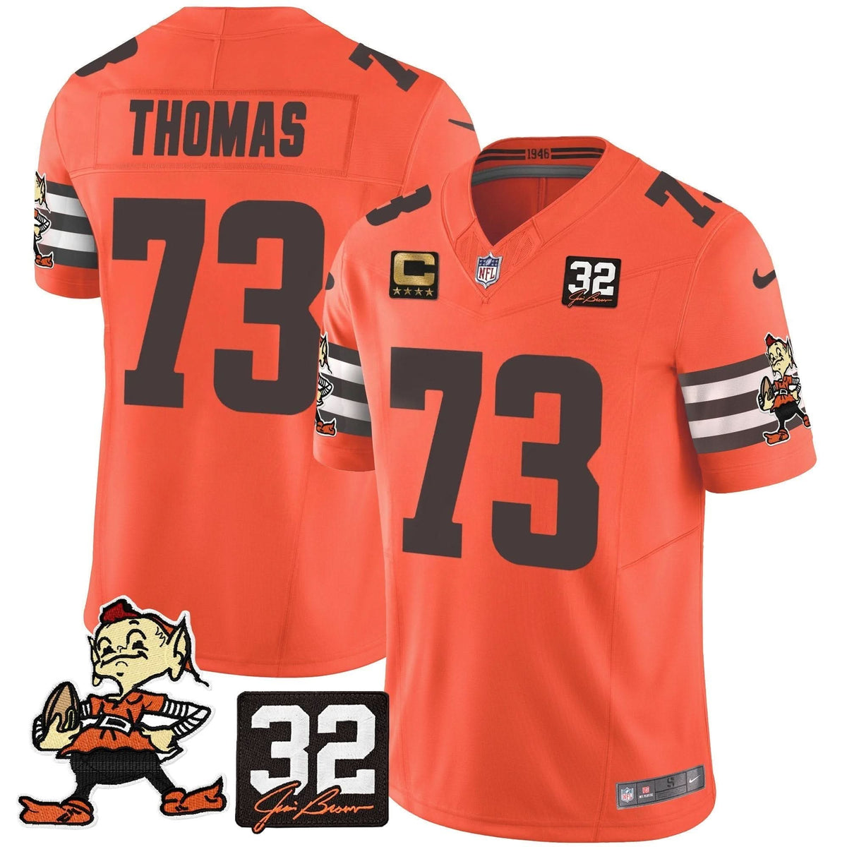 CLE #32 Jim Brown Memorial Patch Vapor Limited Jersey V2