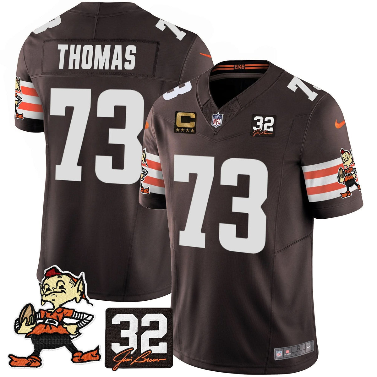 CLE #32 Jim Brown Memorial Patch Vapor Limited Jersey V2