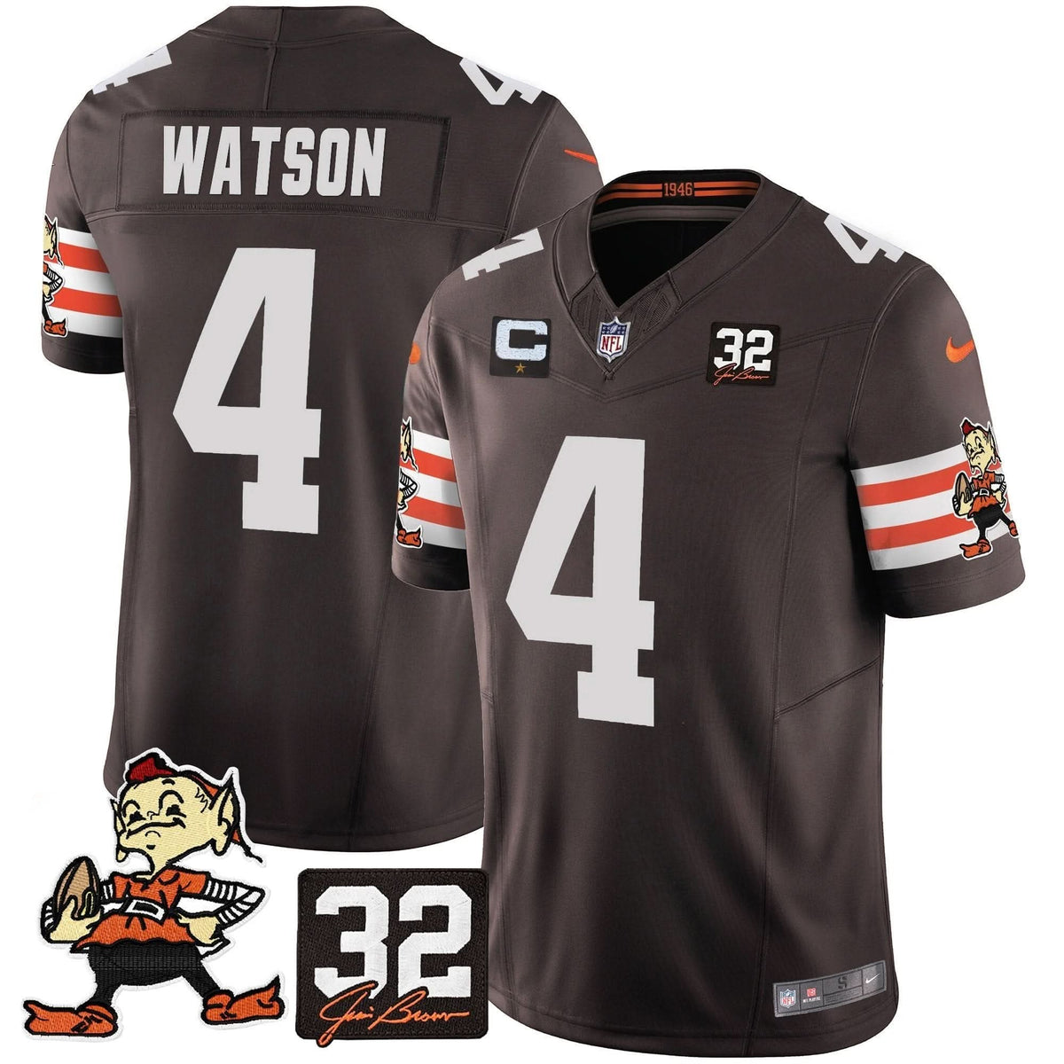 CLE #32 Jim Brown Memorial Patch Vapor Limited Jersey V2