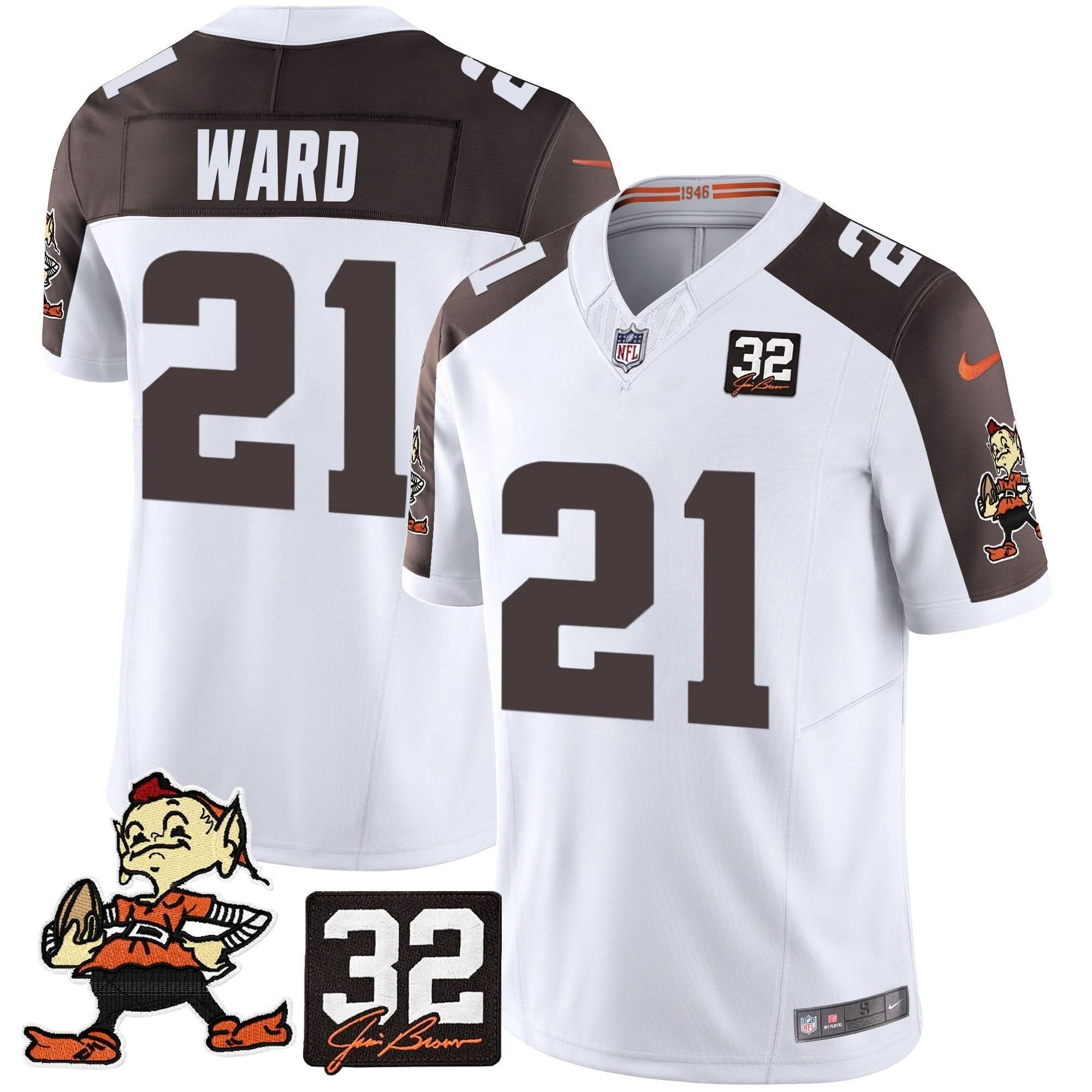 CLE #32 Jim Brown Memorial Patch Vapor Limited Jersey V2