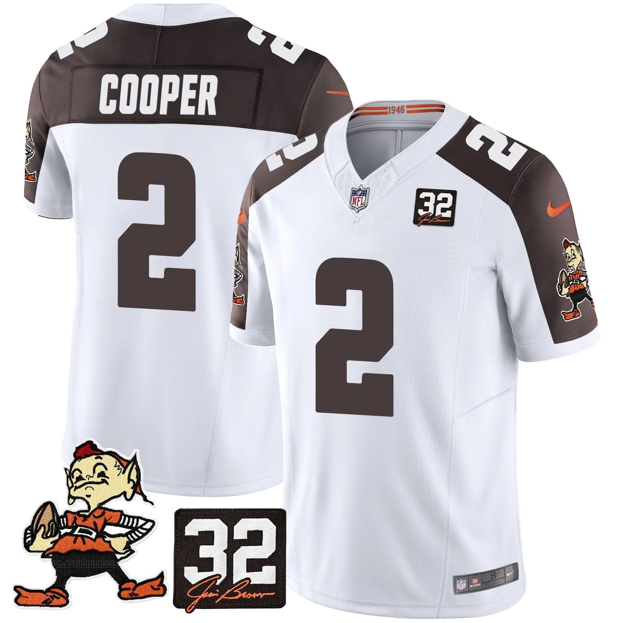 CLE #32 Jim Brown Memorial Patch Vapor Limited Jersey V2