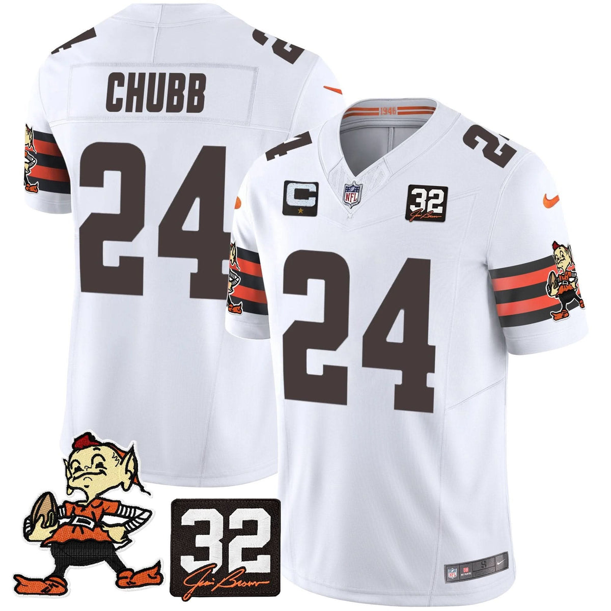 CLE #32 Jim Brown Memorial Patch Vapor Limited Jersey V2
