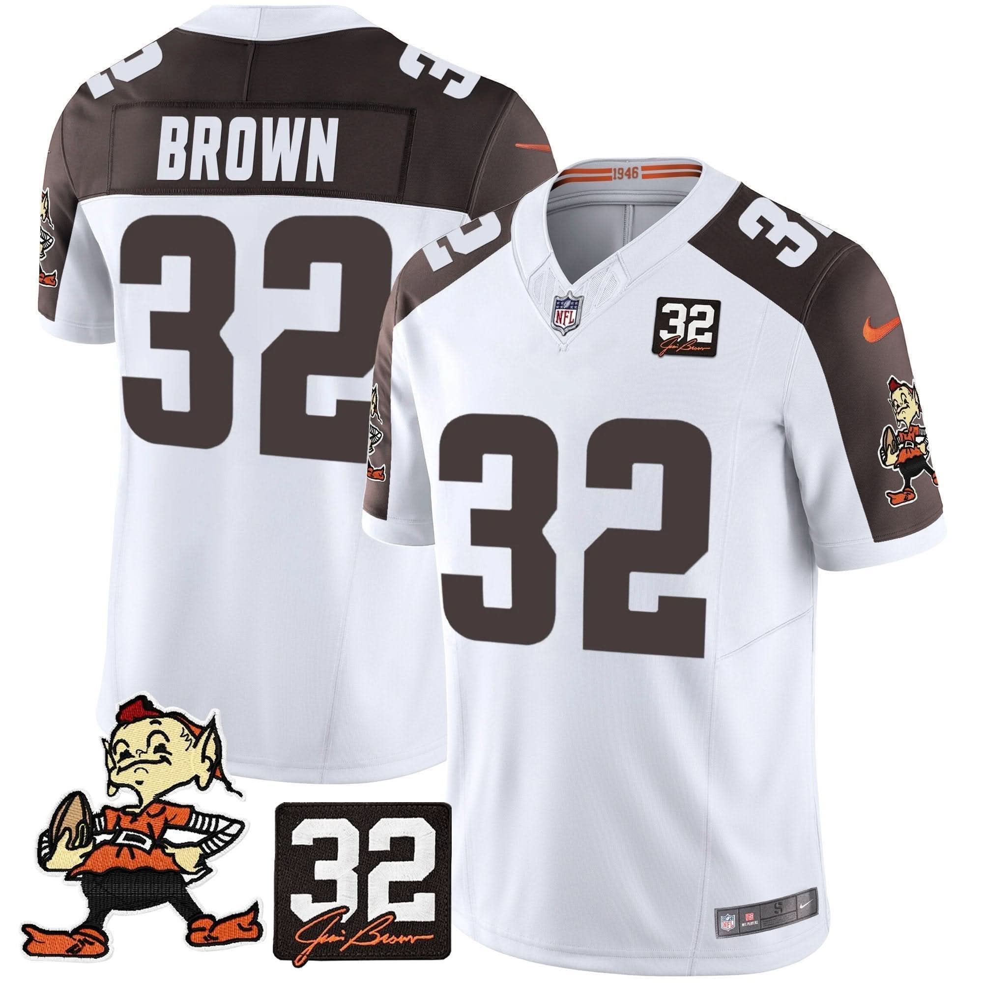 CLE #32 Jim Brown Memorial Patch Vapor Limited Jersey V2
