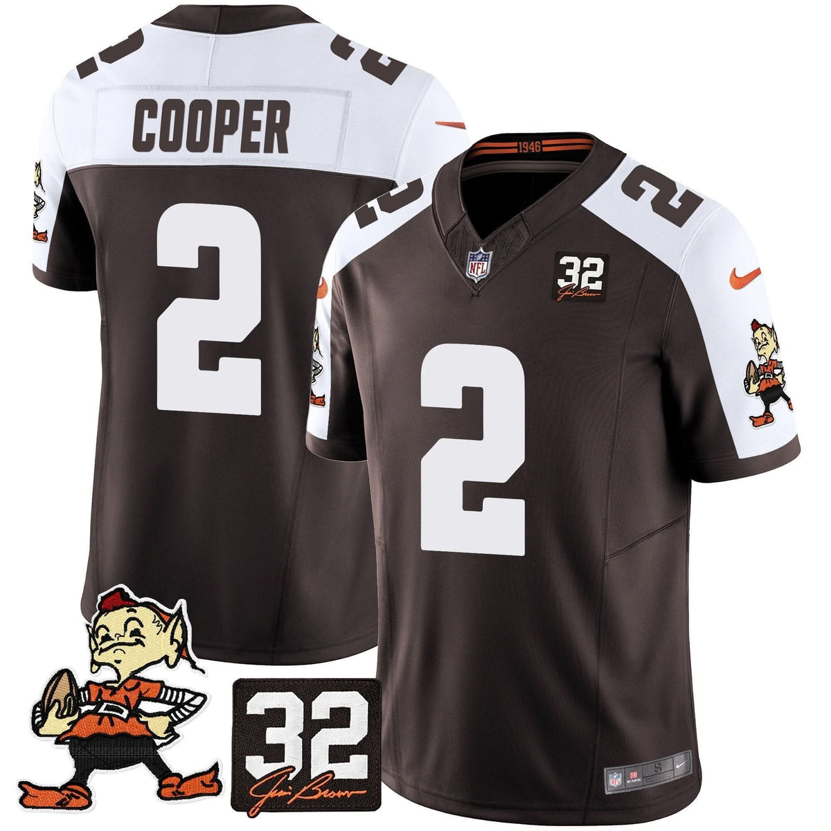 CLE #32 Jim Brown Memorial Patch Vapor Limited Jersey V2