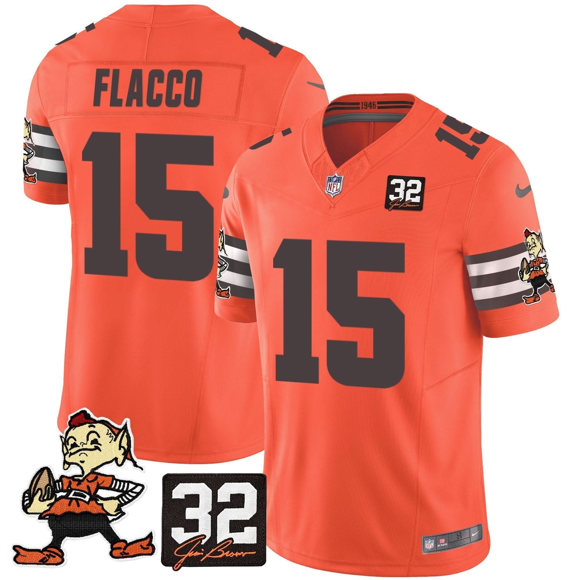 CLE #32 Jim Brown Memorial Patch Vapor Limited Jersey V2