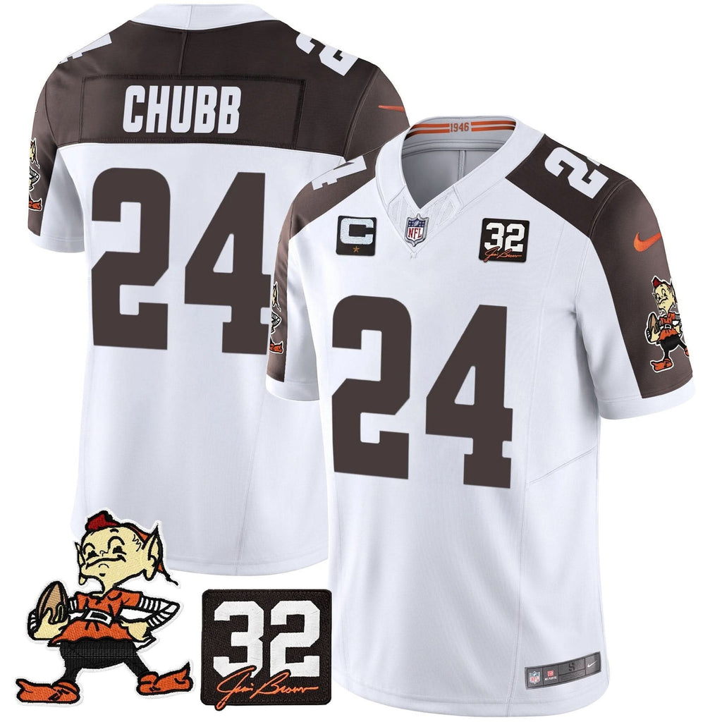 CLE #32 Jim Brown Memorial Patch Vapor Limited Jersey V2