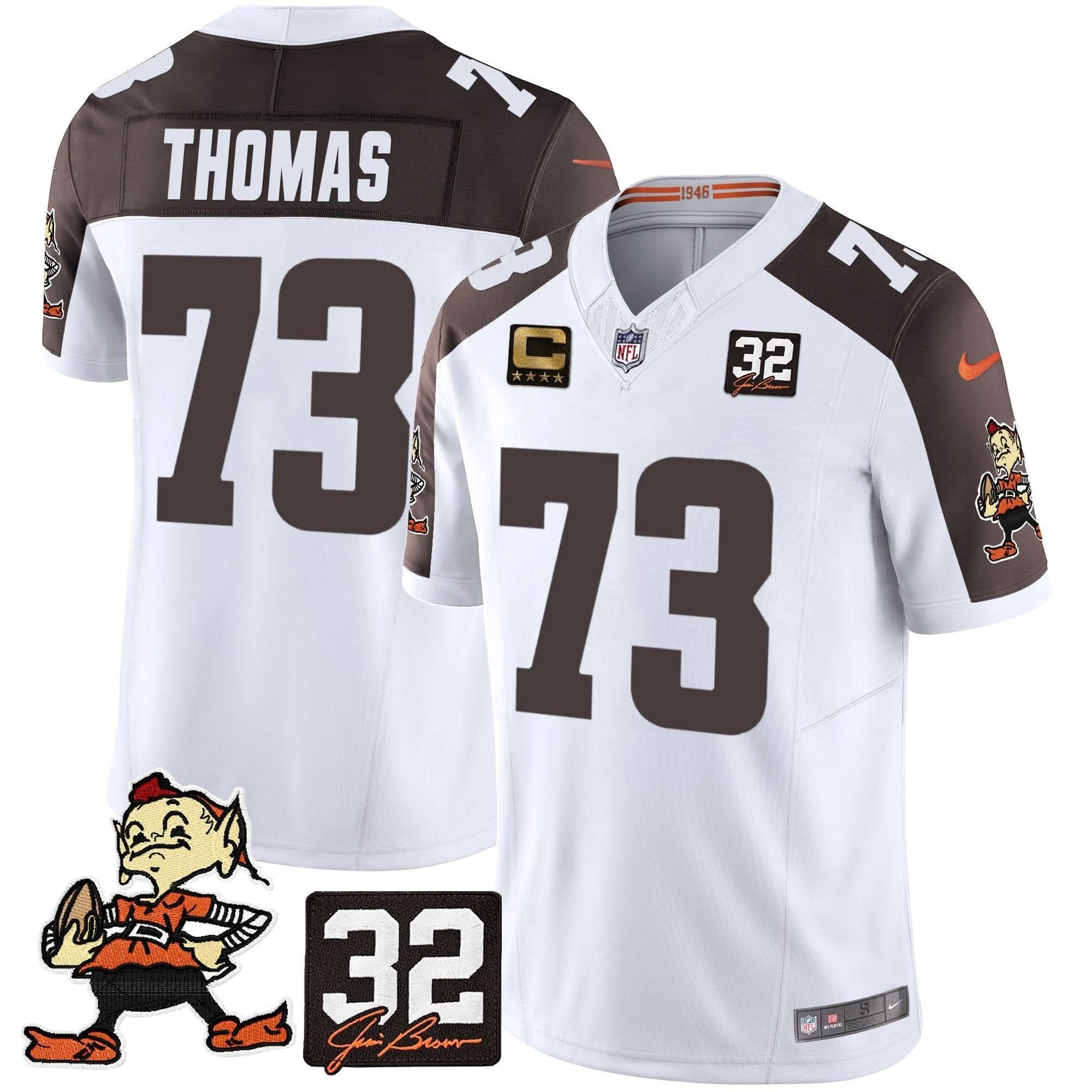 CLE #32 Jim Brown Memorial Patch Vapor Limited Jersey V2