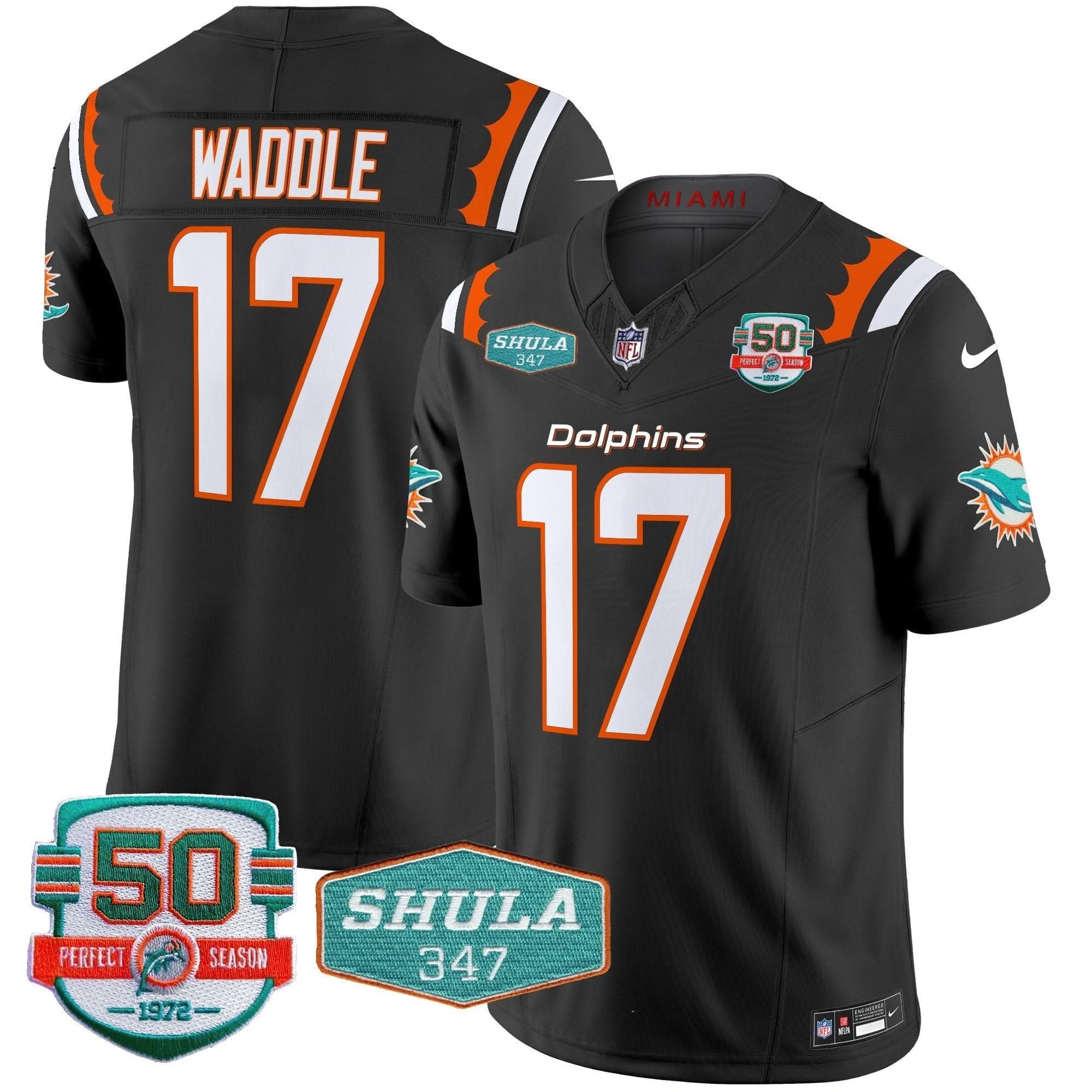 MIA 50th & Don Shula 347 Memorial Patch Vapor Limited Jersey