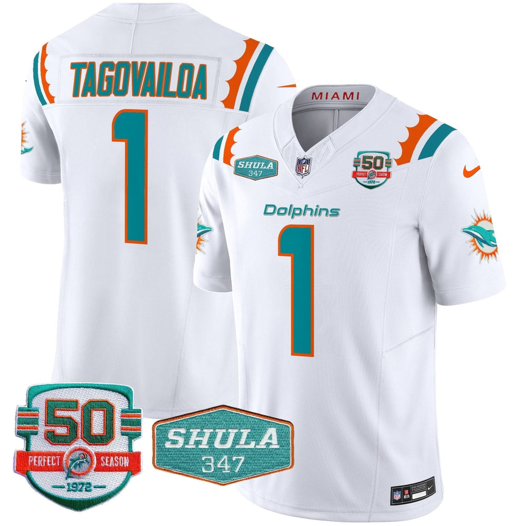MIA 50th & Don Shula 347 Memorial Patch Vapor Limited Jersey